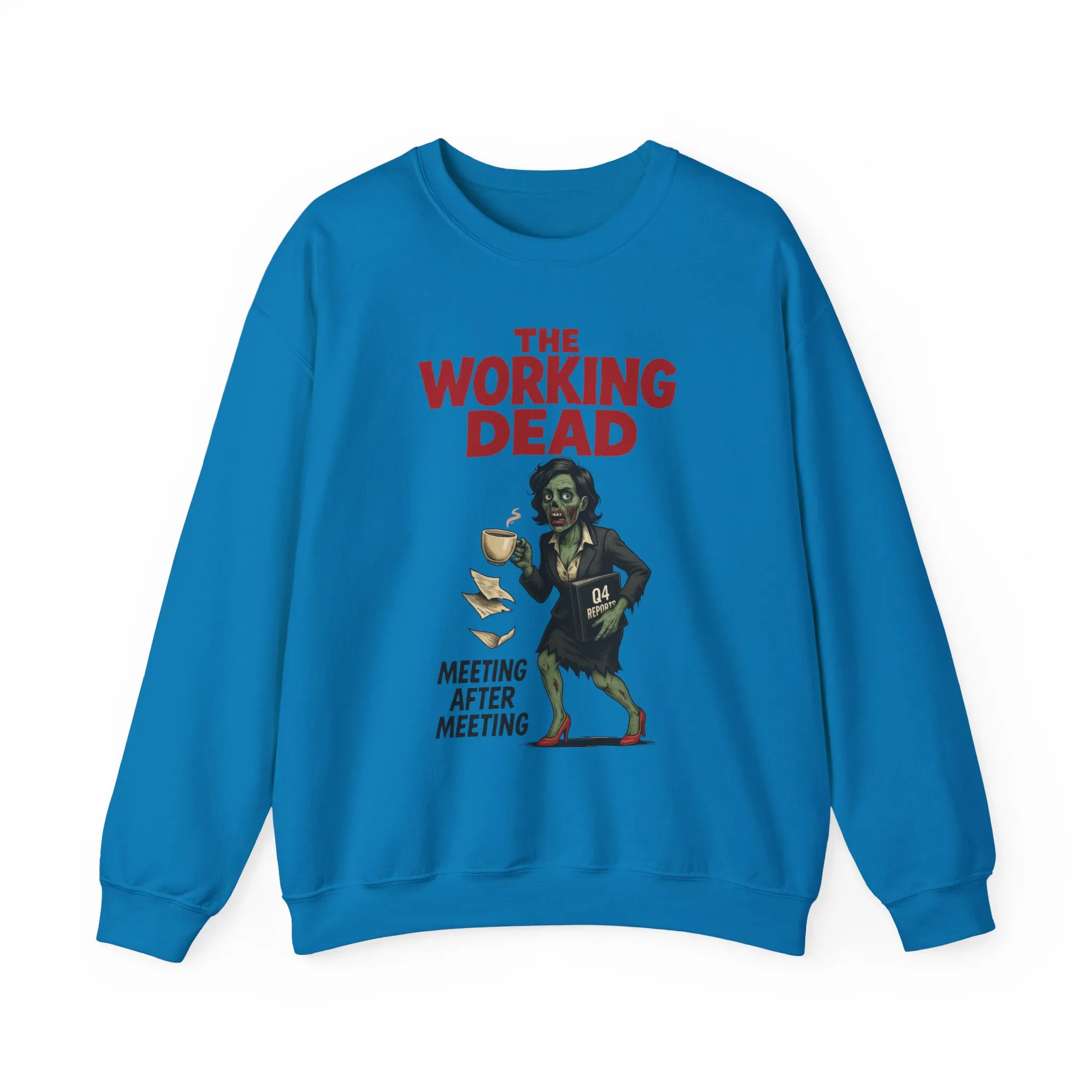 The Working Dead Women's Funny Zombie Sweatshirt, Office Humor Crewneck, Halloween Work Top - Image 10