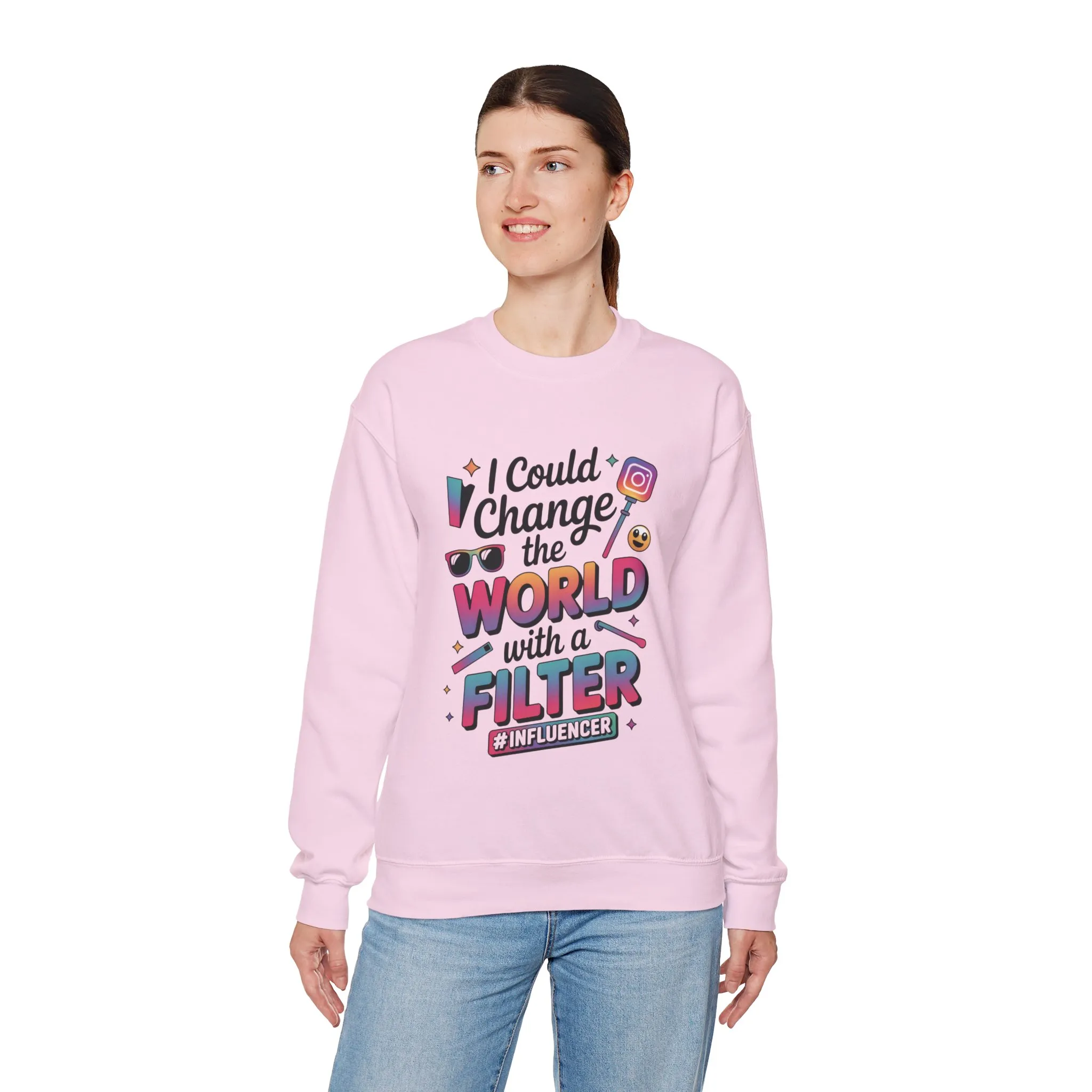 Womens Heavy Blend™ Crewneck Sweatshirt, Womens Influencer Sweatshirt, Funny Social Media Pullover, Cute Trendy Graphic Top - Image 3