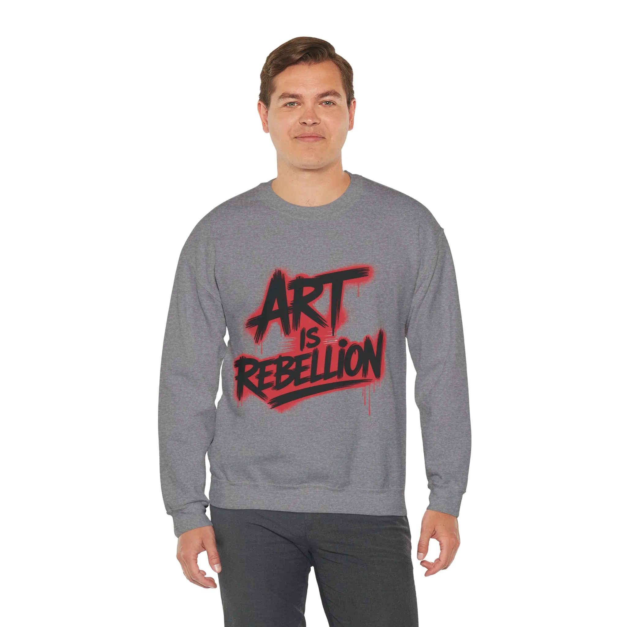 Men's Heavy Blend™ Crewneck Sweatshirt, Art Is Rebellion Men's Crewneck Sweatshirt, Graffiti Street Art Pullover, Urban Rebellion Streetwear - Image 16