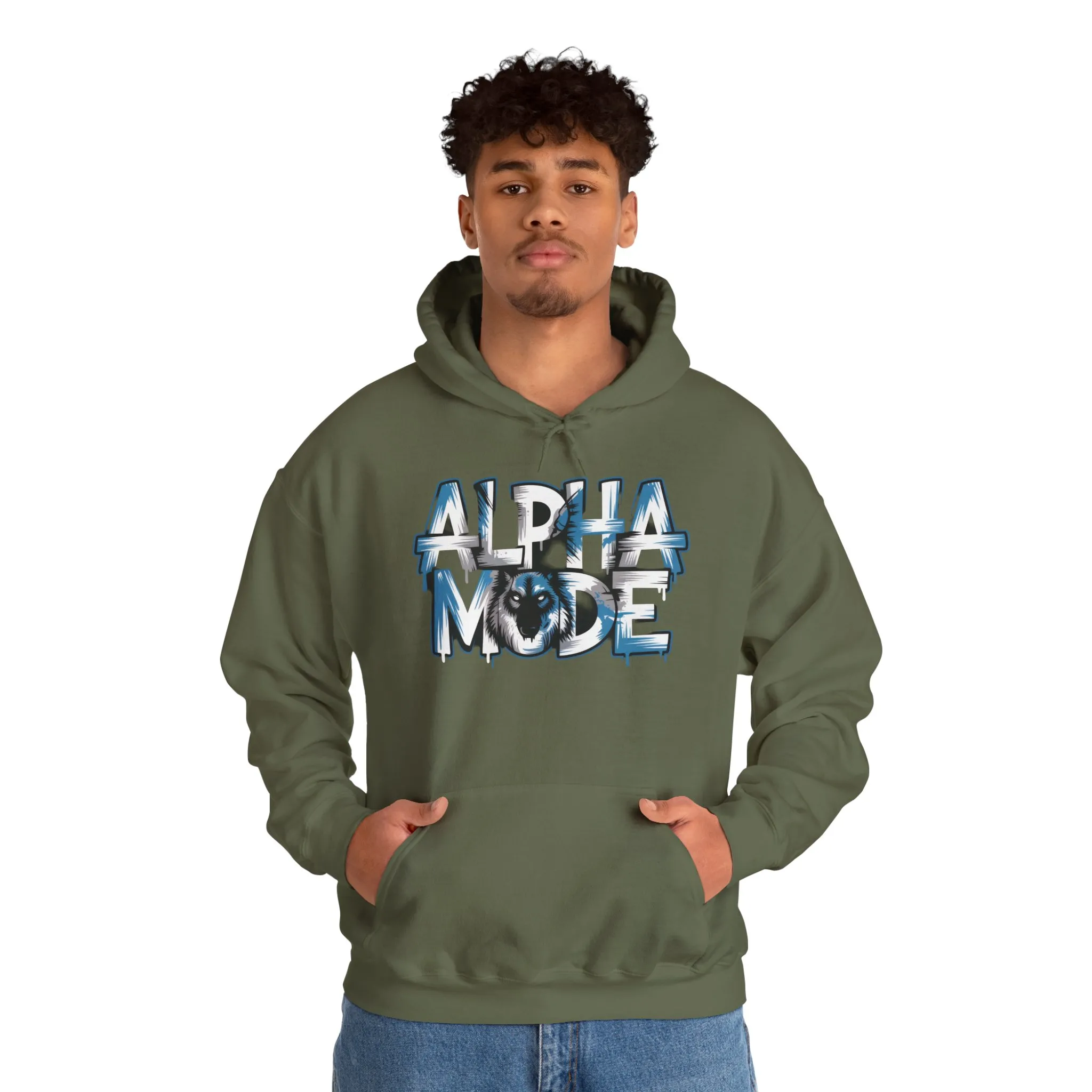 Mens Heavy Blend™ Hooded Sweatshirt, Alpha Mode Wolf Hoodie Mens Bold Streetwear - Image 11