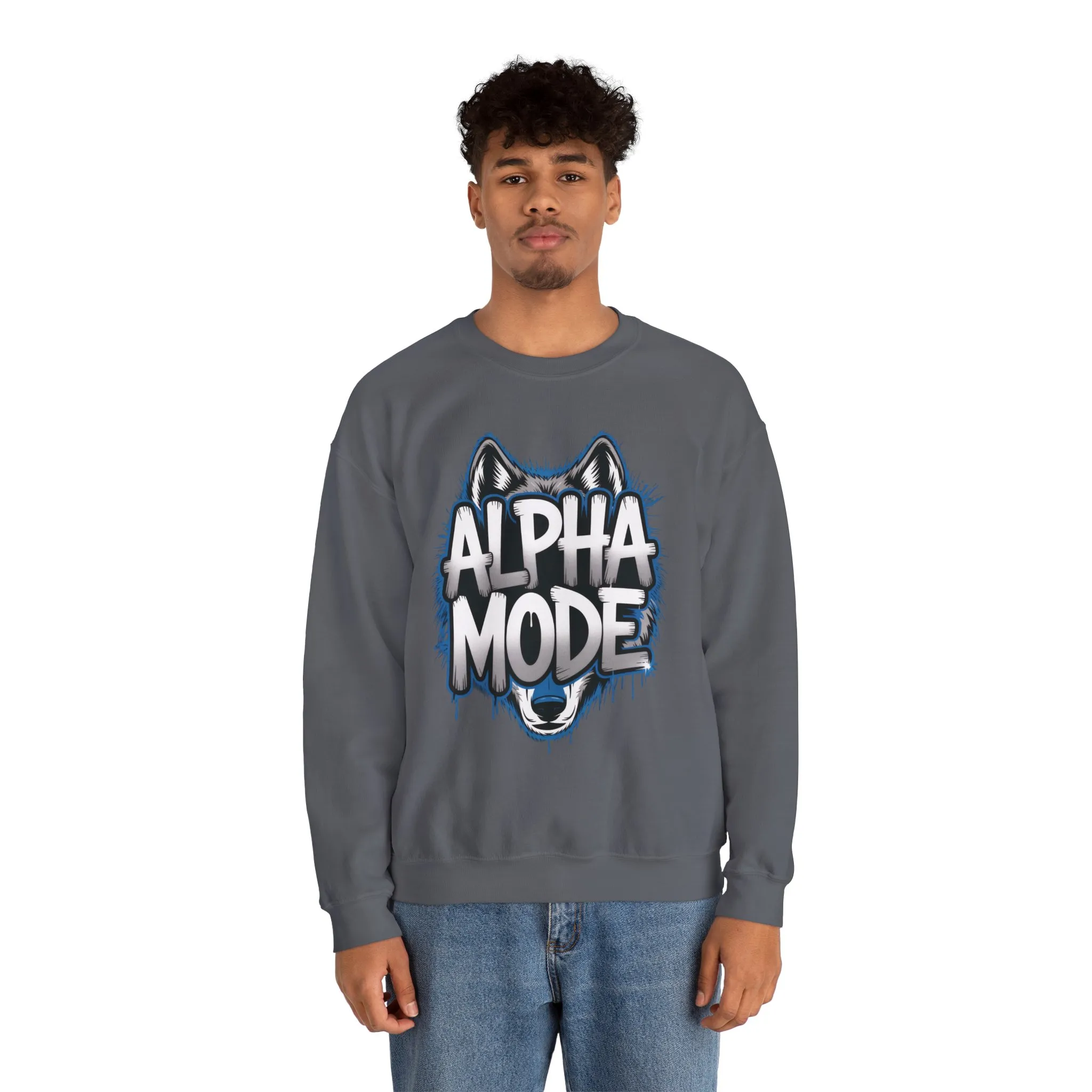 Mens Heavy Blend™ Crewneck Sweatshirt, Alpha Mode Mens Wolf Graphic Crewneck Sweatshirt - Image 23