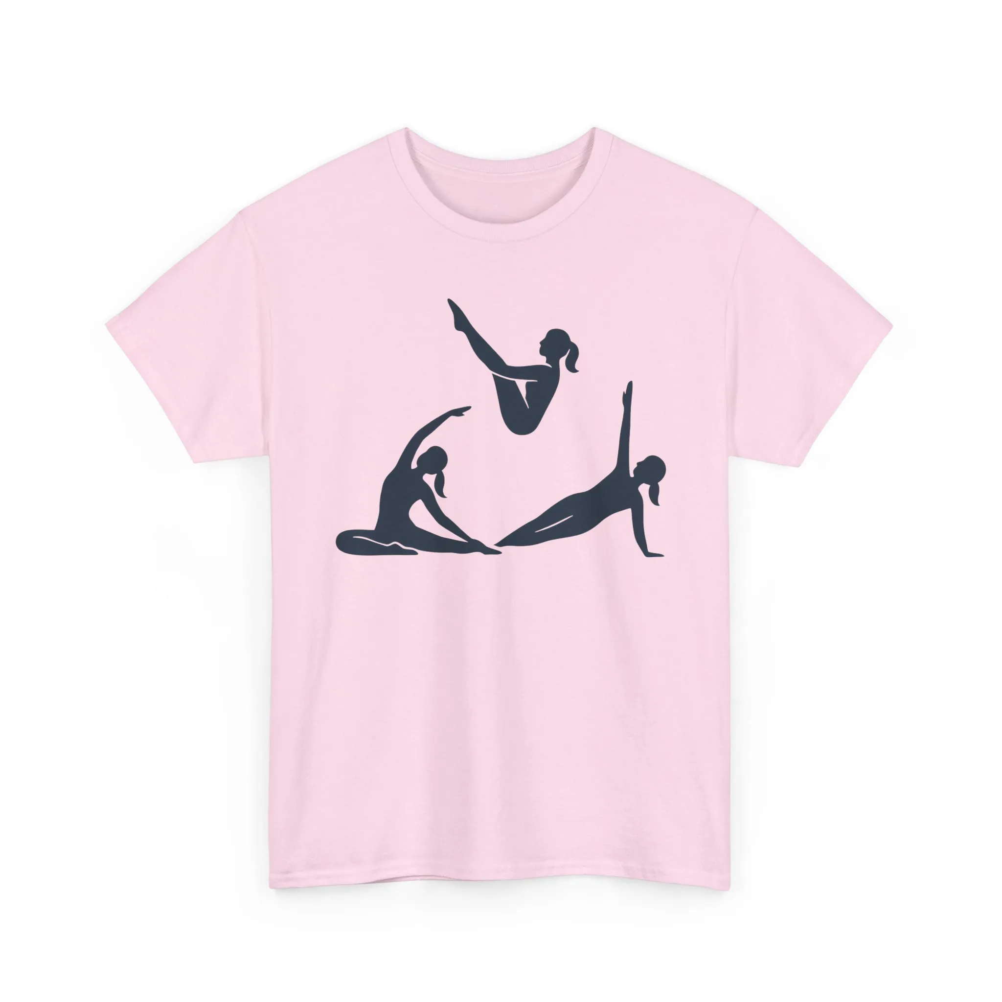 Womens Heavy Cotton Tee, Womens Pilates Graphic T-Shirt, Yoga Fitness Tee, Workout Top with Silhouette Print - Image 2