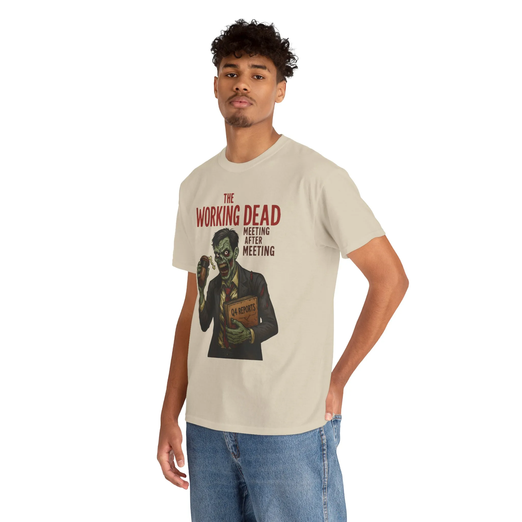 The Working Dead Men's Funny Zombie Work T-Shirt, Office Humor Tee, Meeting Joke Shirt, Halloween Office Tee - Image 11