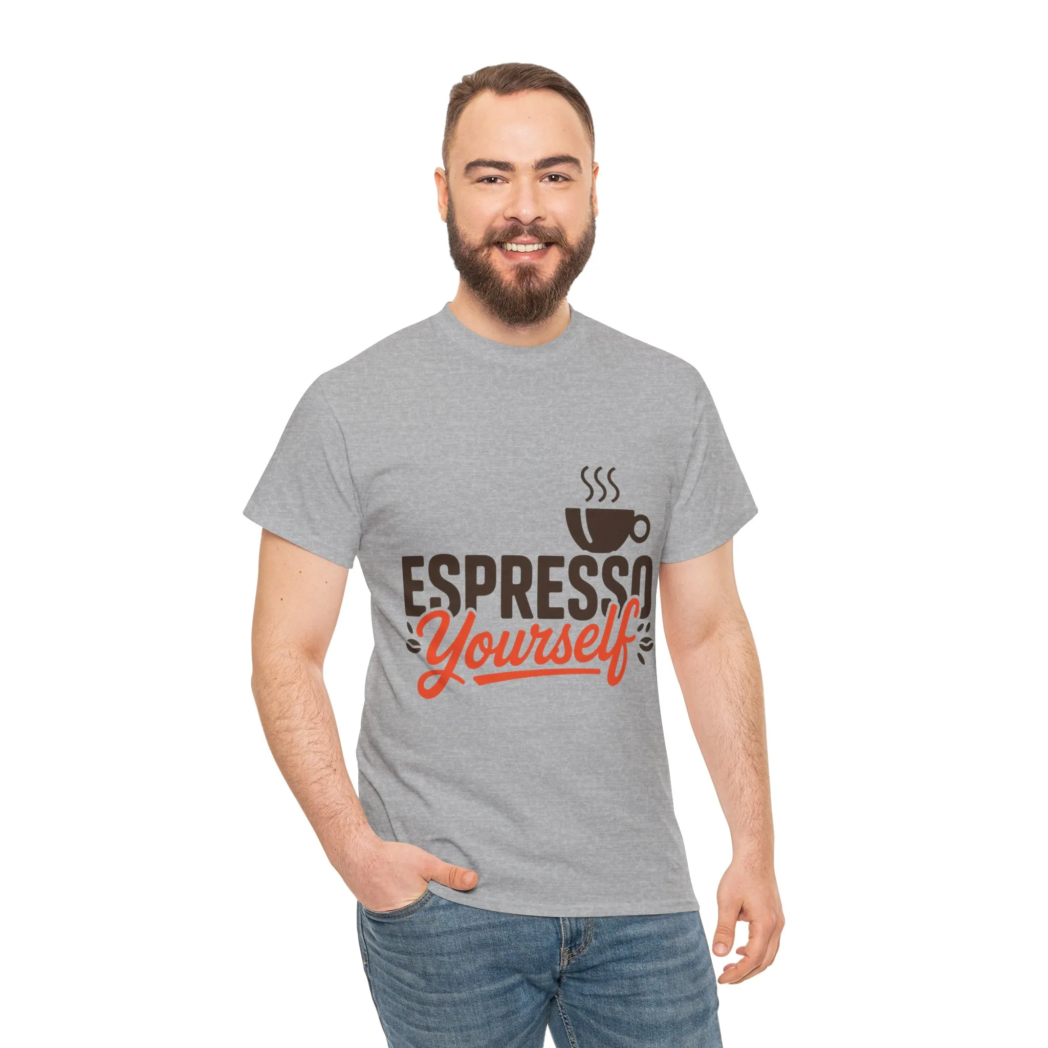 Espresso Yourself Mens T-Shirt, Funny Coffee Graphic Tee, Coffee Tee, Coffee Humor - Image 5