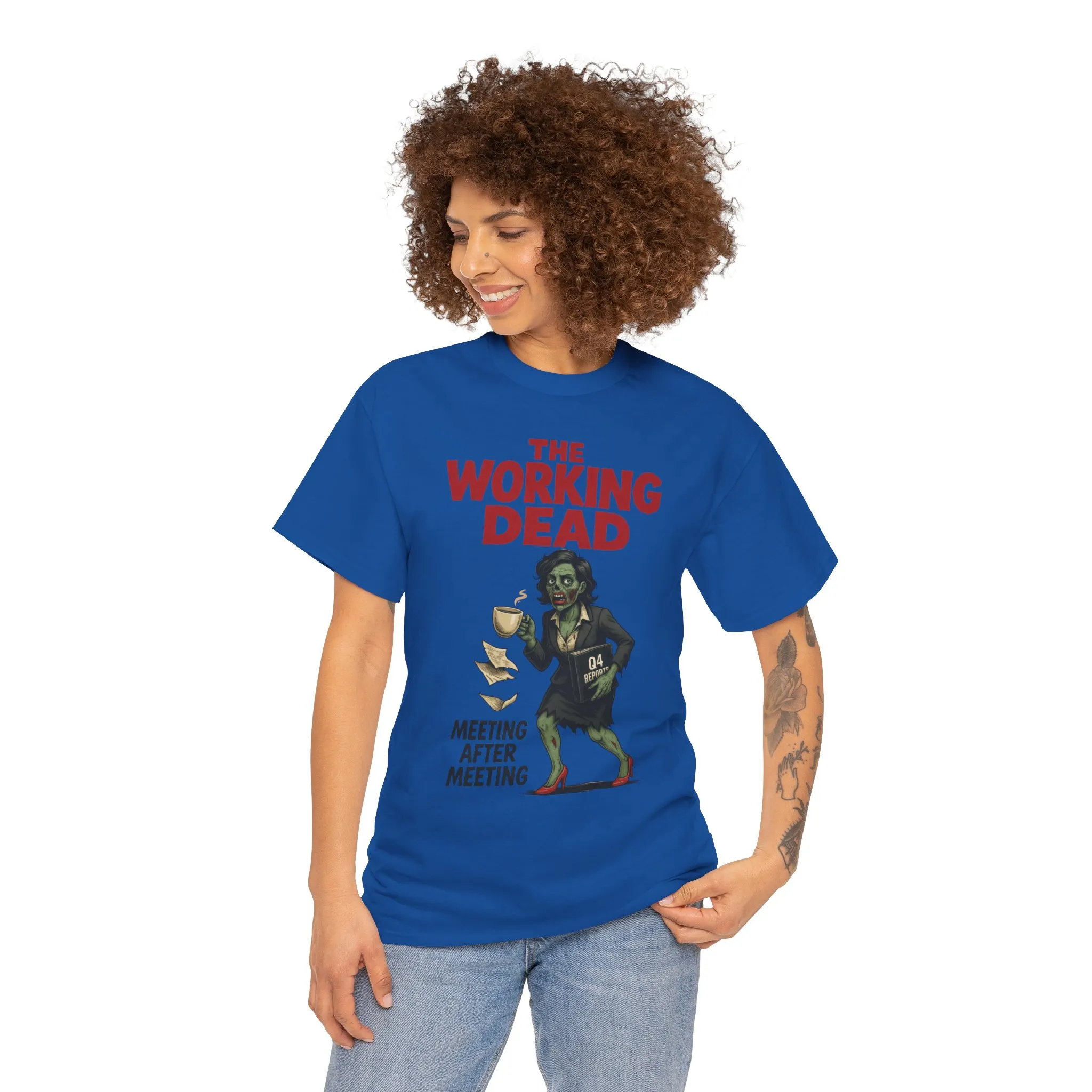 The Working Dead Women's Zombie Funny Office T-Shirt, Meeting Humor Tee, Zombie Work Top, Halloween Work Tee - Image 19