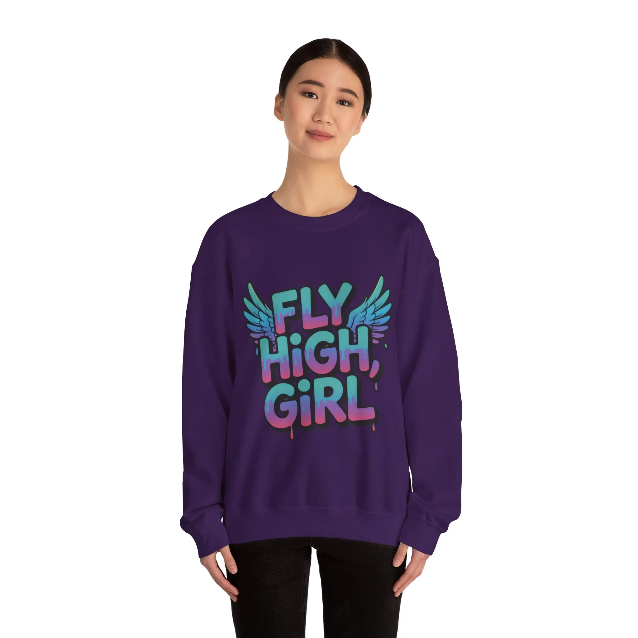Women's Sweatshirt Fly High Girl, Graffiti Drip Angel Wings Streetwear Pullover Top - Image 20