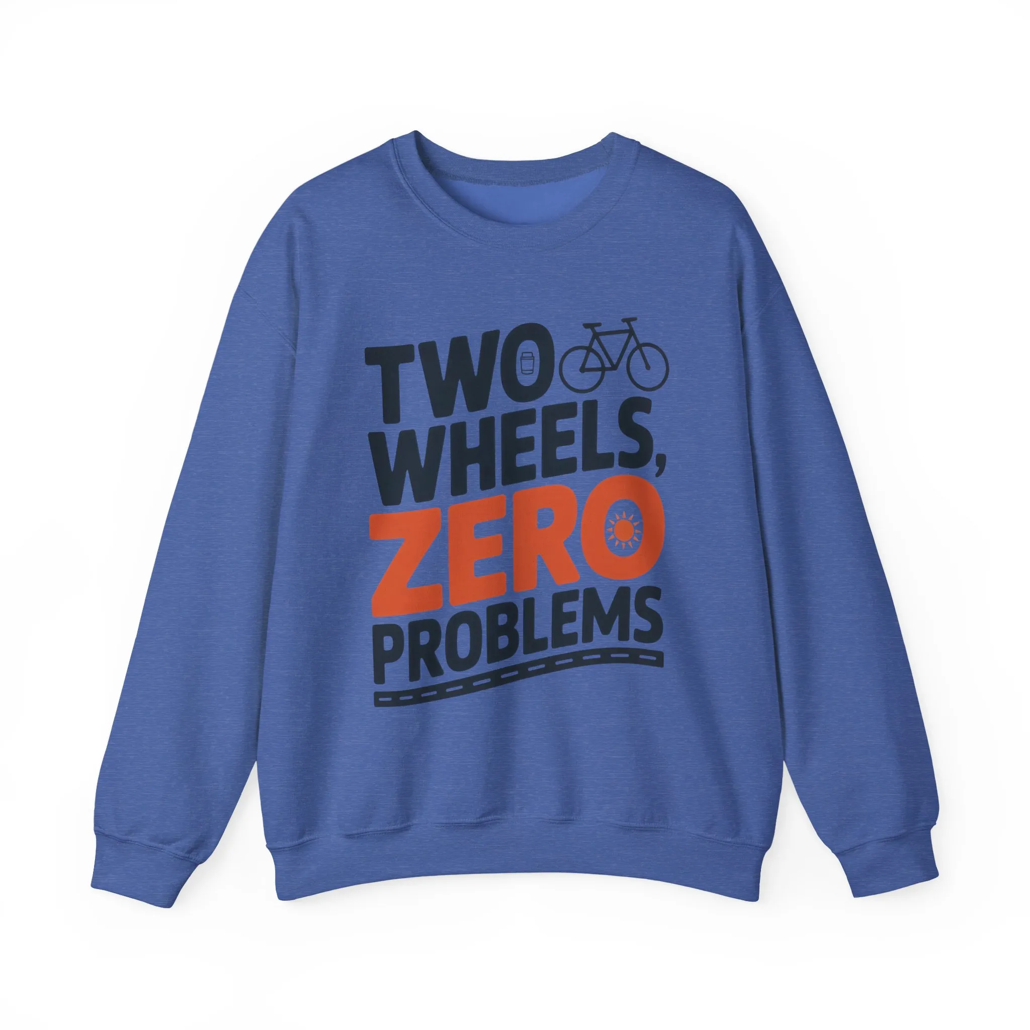 Mens Heavy Blend™ Crewneck Sweatshirt, Two Wheels Zero Problems Mens Casual Biker Sweatshirt, Gift for Cyclists - Image 13