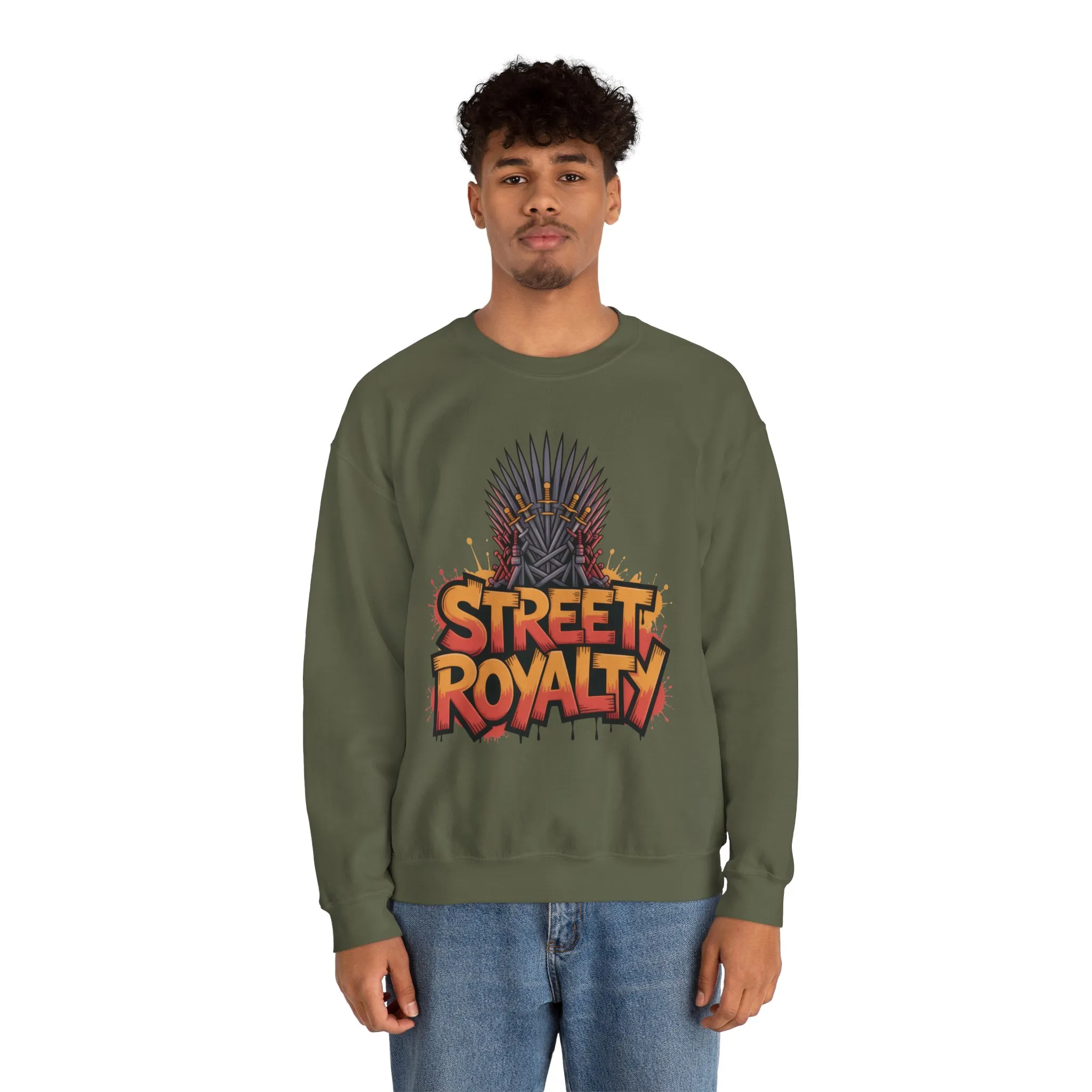 Street Royalty Men's Crewneck Sweatshirt, Graffiti Crown Graphic Pullover, Urban Streetwear Top for Men - Image 10