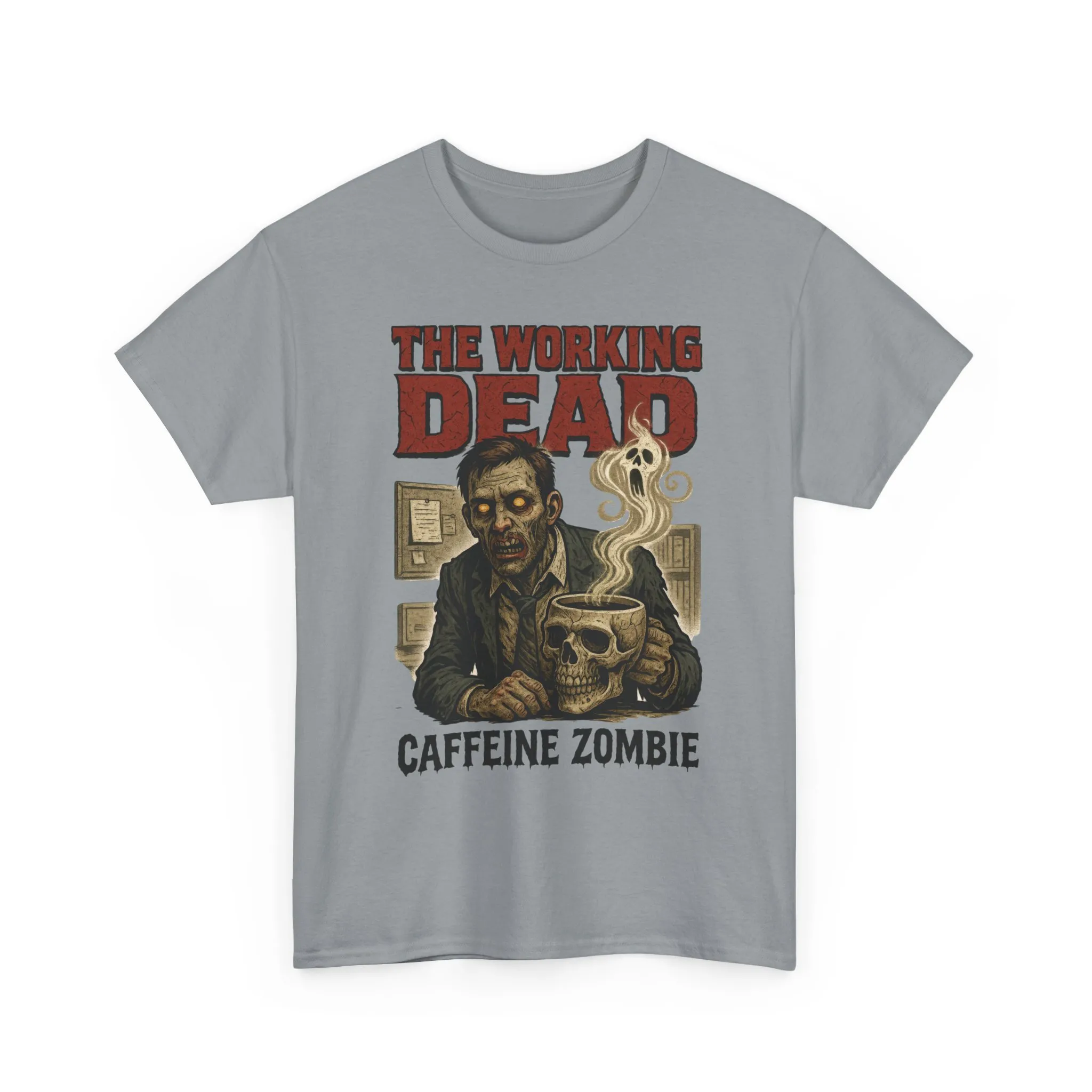 The Working Dead Men's Funny Zombie Work T-Shirt, Office Humor Tee, Halloween Office Tee, Coffee Zombie Shirt - Image 3