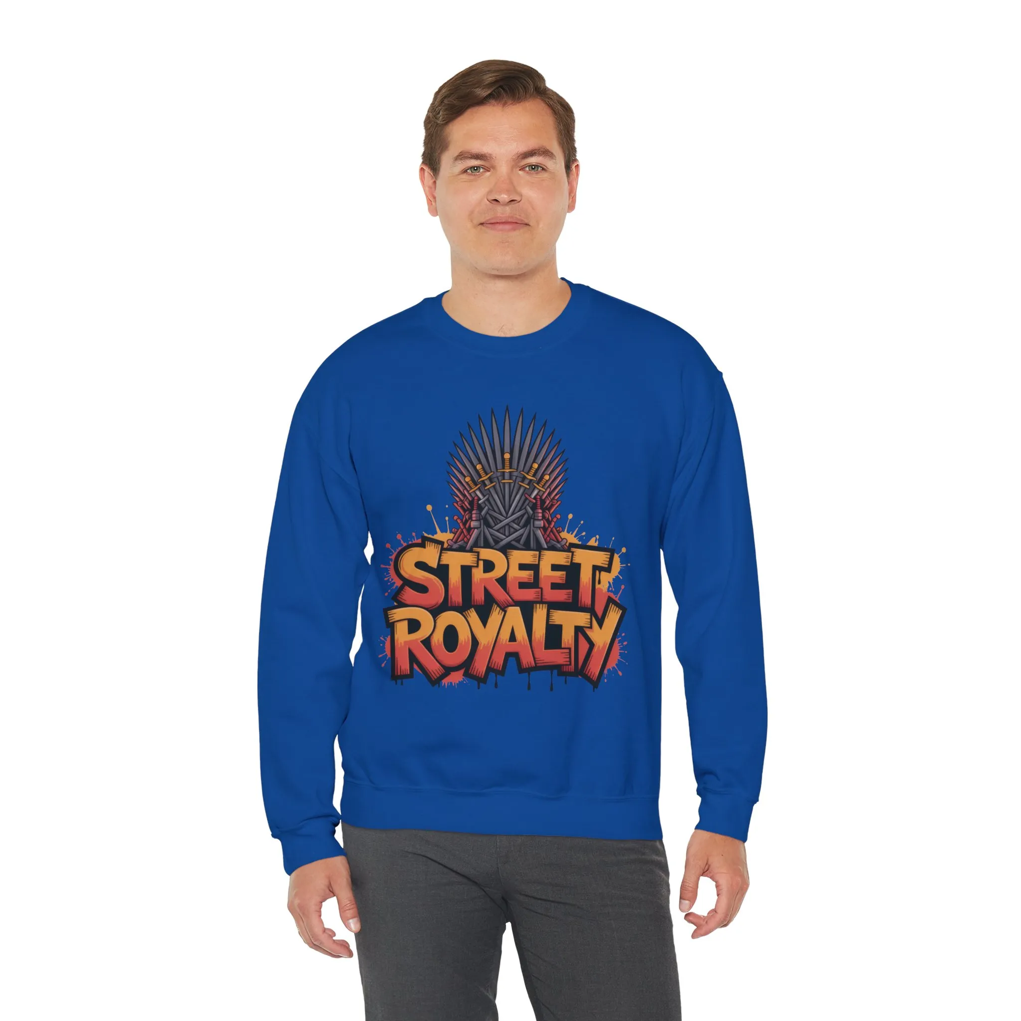 Street Royalty Men's Crewneck Sweatshirt, Graffiti Crown Graphic Pullover, Urban Streetwear Top for Men - Image 24