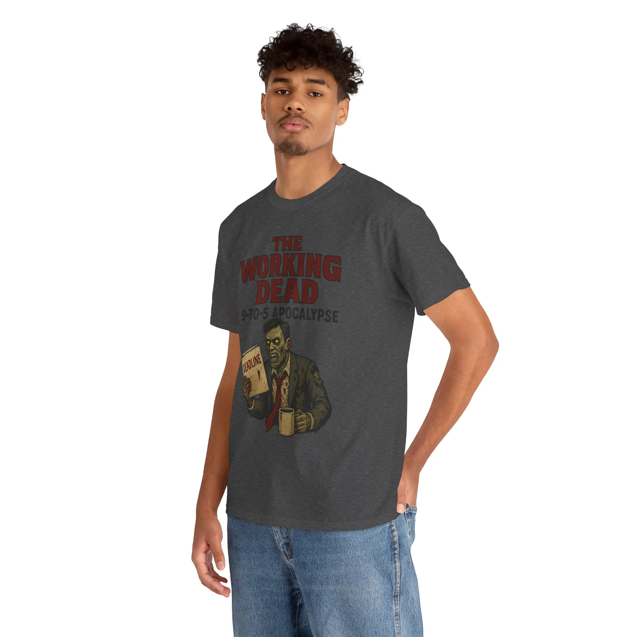 The Working Dead 9-to-5 Apocalypse Men's T-Shirt, Funny Horror Office Zombie Tee, Halloween Zombie Top, Work Humor Sweatshirt - Image 17
