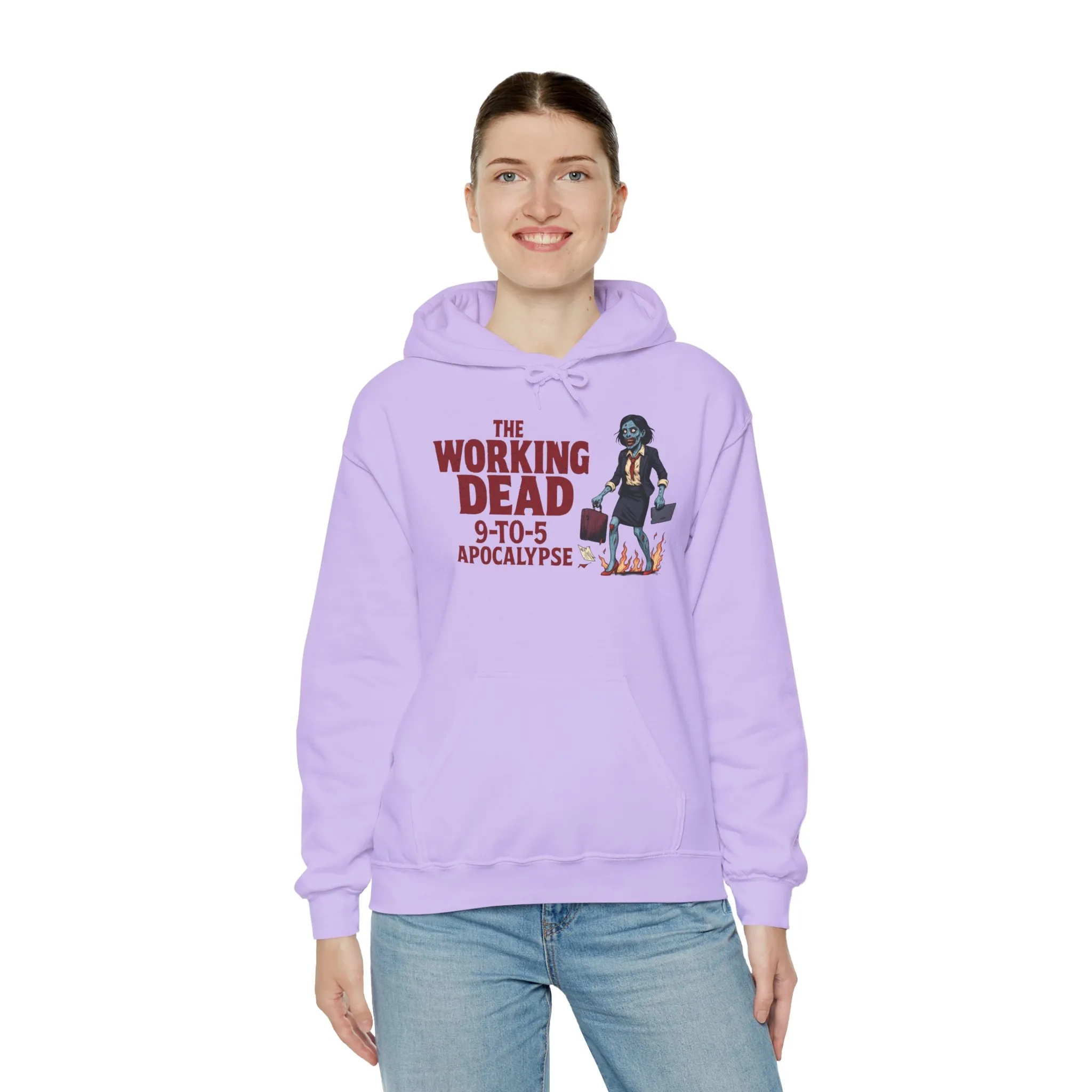 The Working Dead 9-to-5 Apocalypse Hoodie, Women's Horror Office Zombie Sweatshirt, Halloween Zombie Top, Halloween Work Top - Image 52