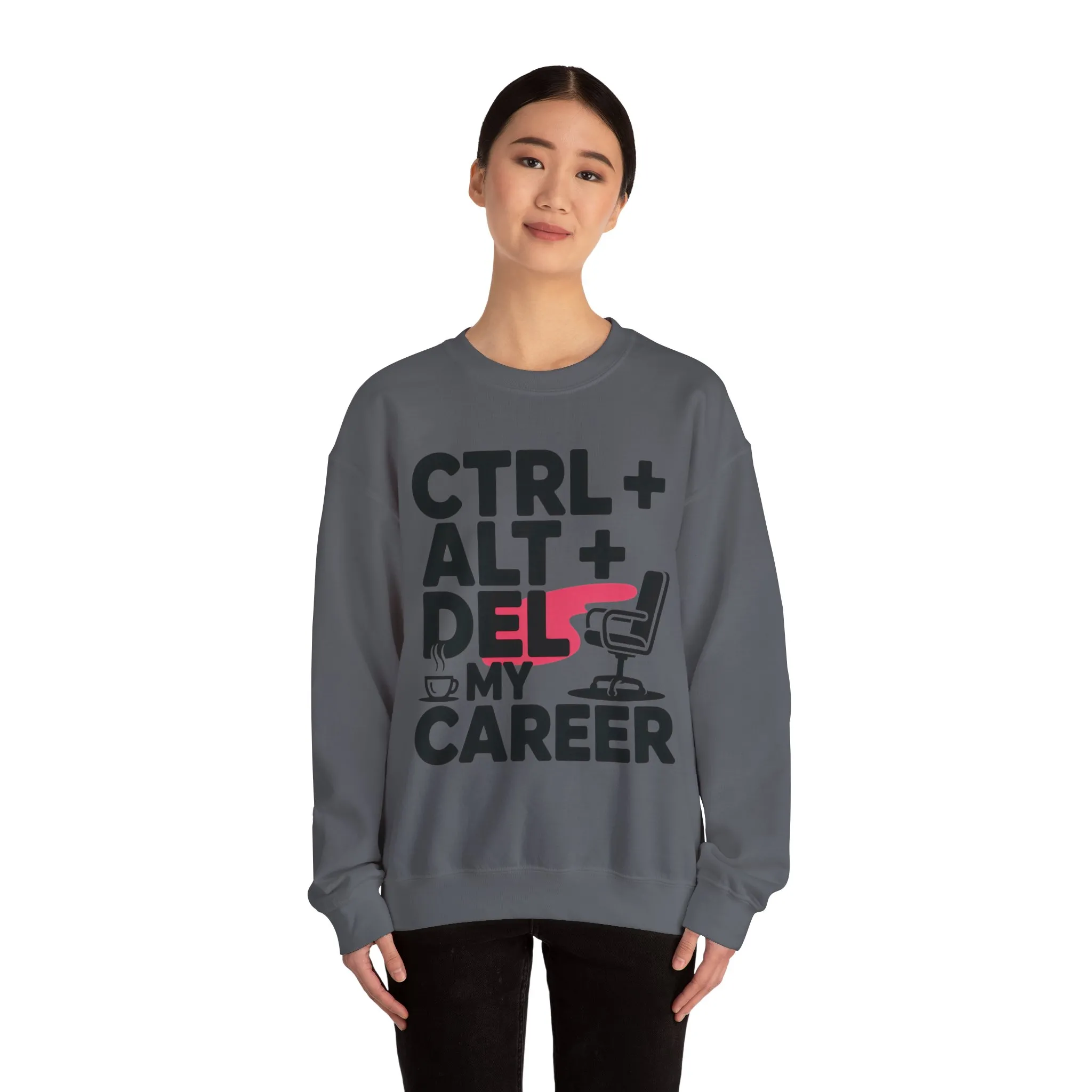 Ctrl Alt Del My Career Sweatshirt, Sarcastic Workwear Graphic Pullover, Funny Office Top, Women's Heavy Blend⢠Crewneck Sweatshirt - Image 17