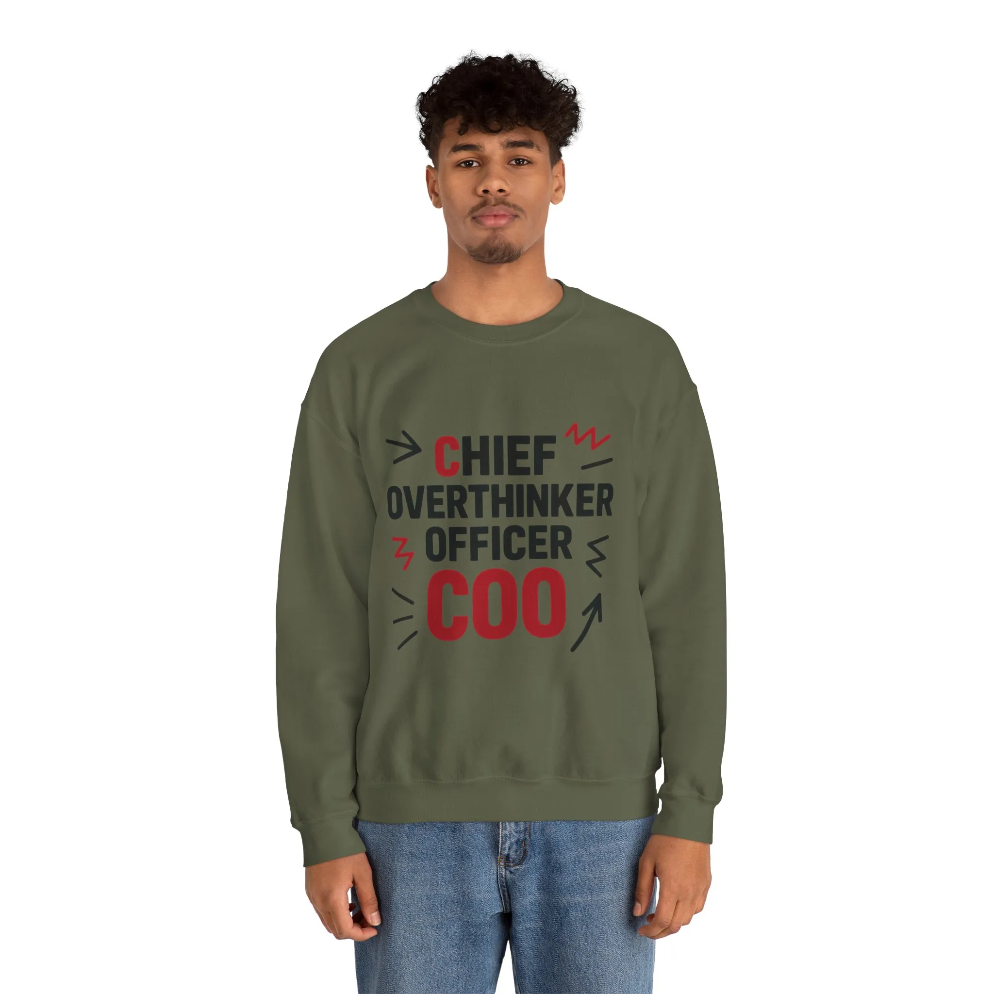 Chief Overthinker Officer Men's Sweatshirt, COO Funny Office Humor Graphic Pullover, Men's Heavy Blend™ Crewneck Sweatshirt - Image 19