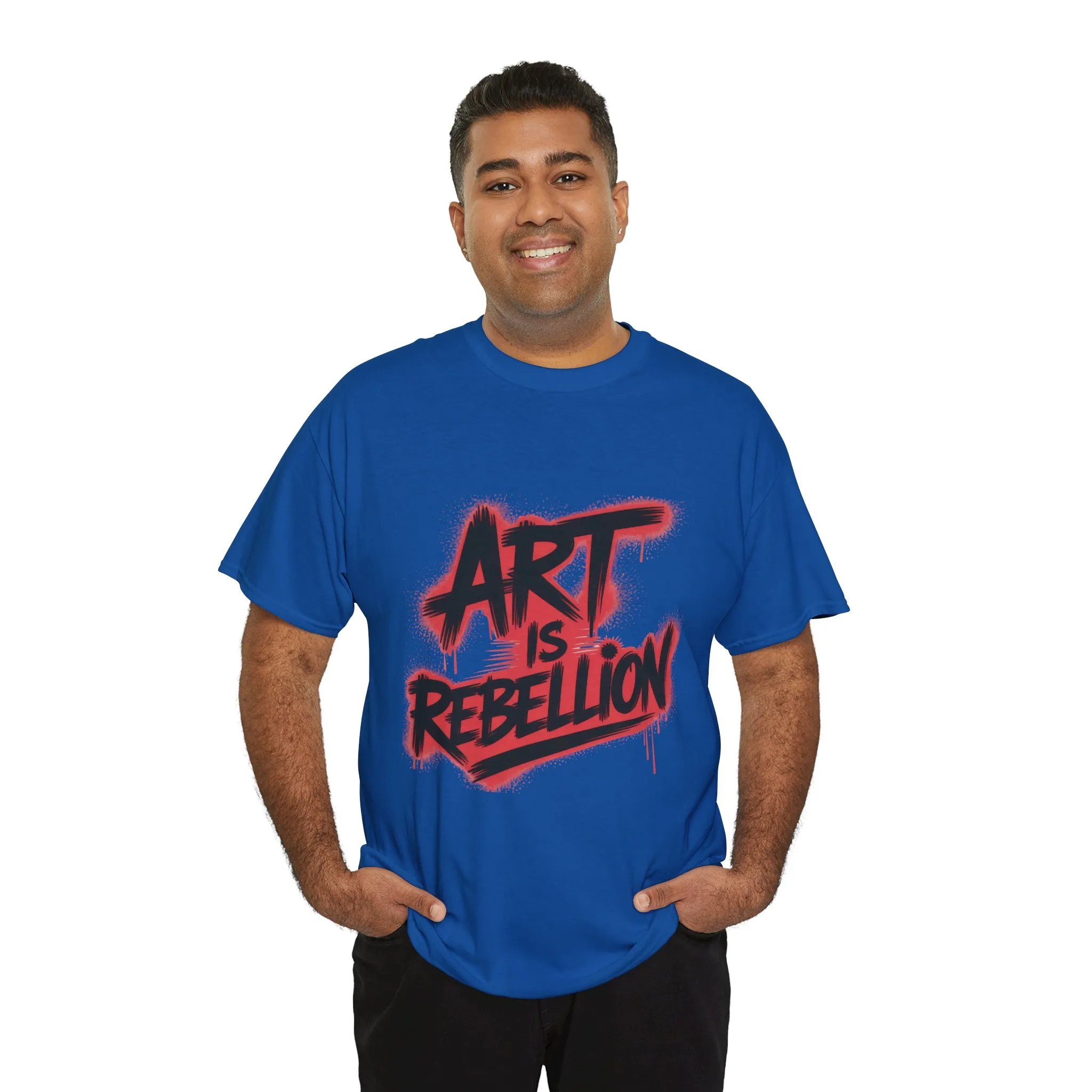 Men's Heavy Cotton Tee, Art Is Rebellion Men's T-Shirt, Graffiti Street Art Graphic Tee, Urban Skate Punk Style Shirt - Image 18