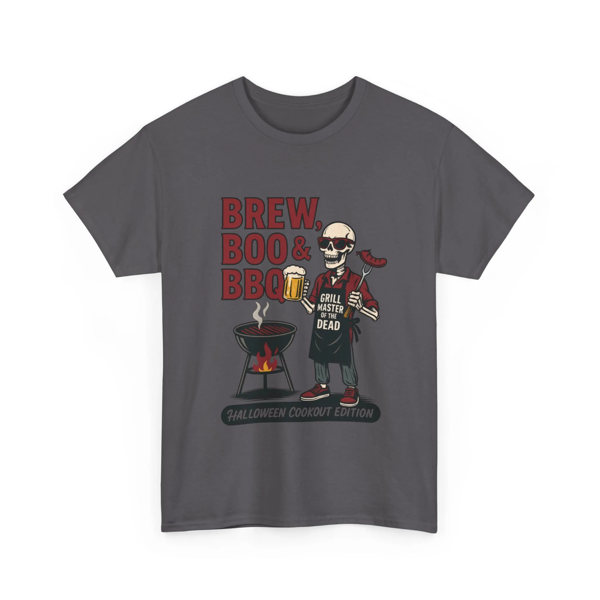 Halloween BBQ Men's T-Shirt, Brew Boo&BBQ Skeleton Grill Master Tee, Funny Dad Gift, Grill Master Tee, Grill Dad Halloween - Image 19