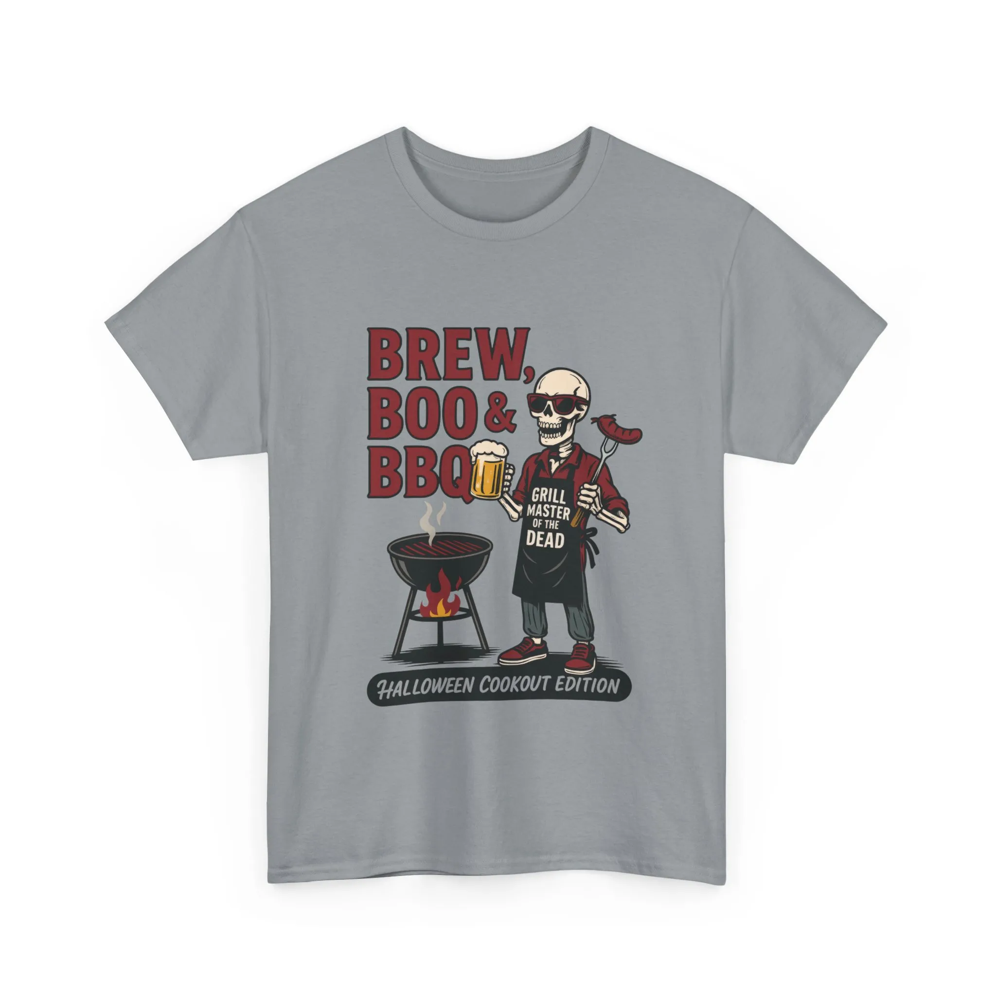 Halloween BBQ Men's T-Shirt, Brew Boo&BBQ Skeleton Grill Master Tee, Funny Dad Gift, Grill Master Tee, Grill Dad Halloween - Image 7