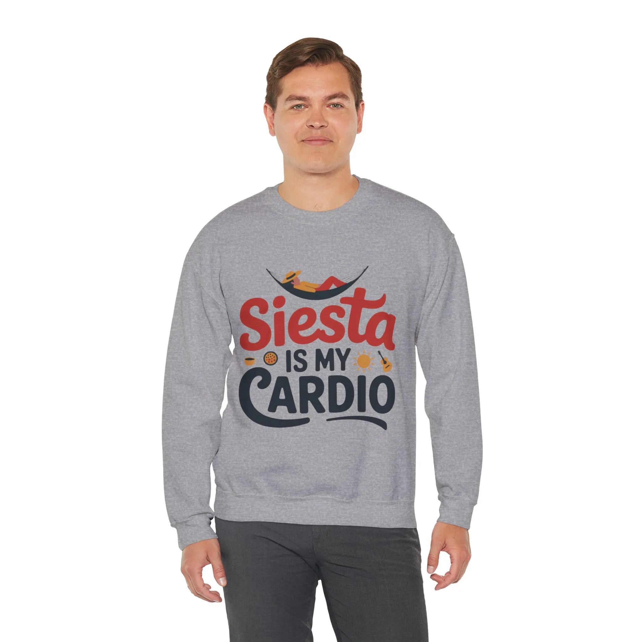 Mens Heavy Blend™ Crewneck Sweatshirt, Siesta Is My Cardio Funny Mens Sweatshirt Spain Gift - Image 9