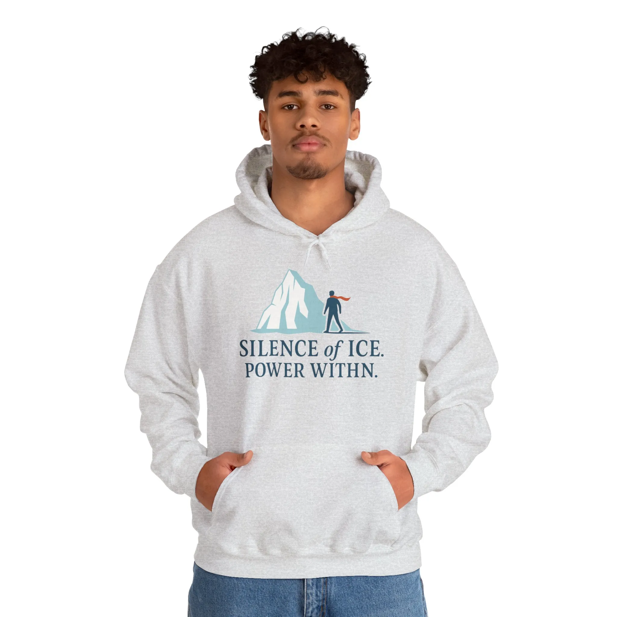Mens Heavy Blend™ Hooded Sweatshirt, Silence of Ice Power Within Hoodie, Nordic Minimal Iceberg Graphic Streetwear - Image 7