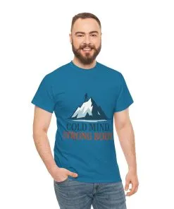 Cold Mind Strong Body Mens T-Shirt, Nordic Minimalist Mountain Hiking Tee