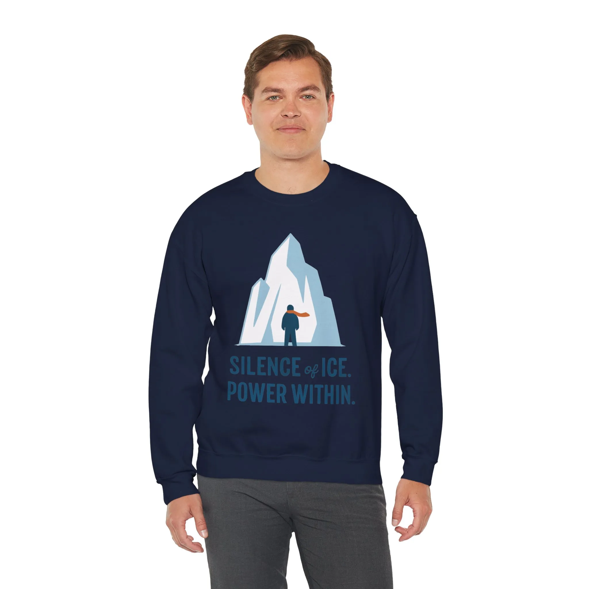 Mens Heavy Blend™ Crewneck Sweatshirt, Silence of Ice Power Within Sweatshirt, Nordic Iceberg Minimalist Pullover - Image 27