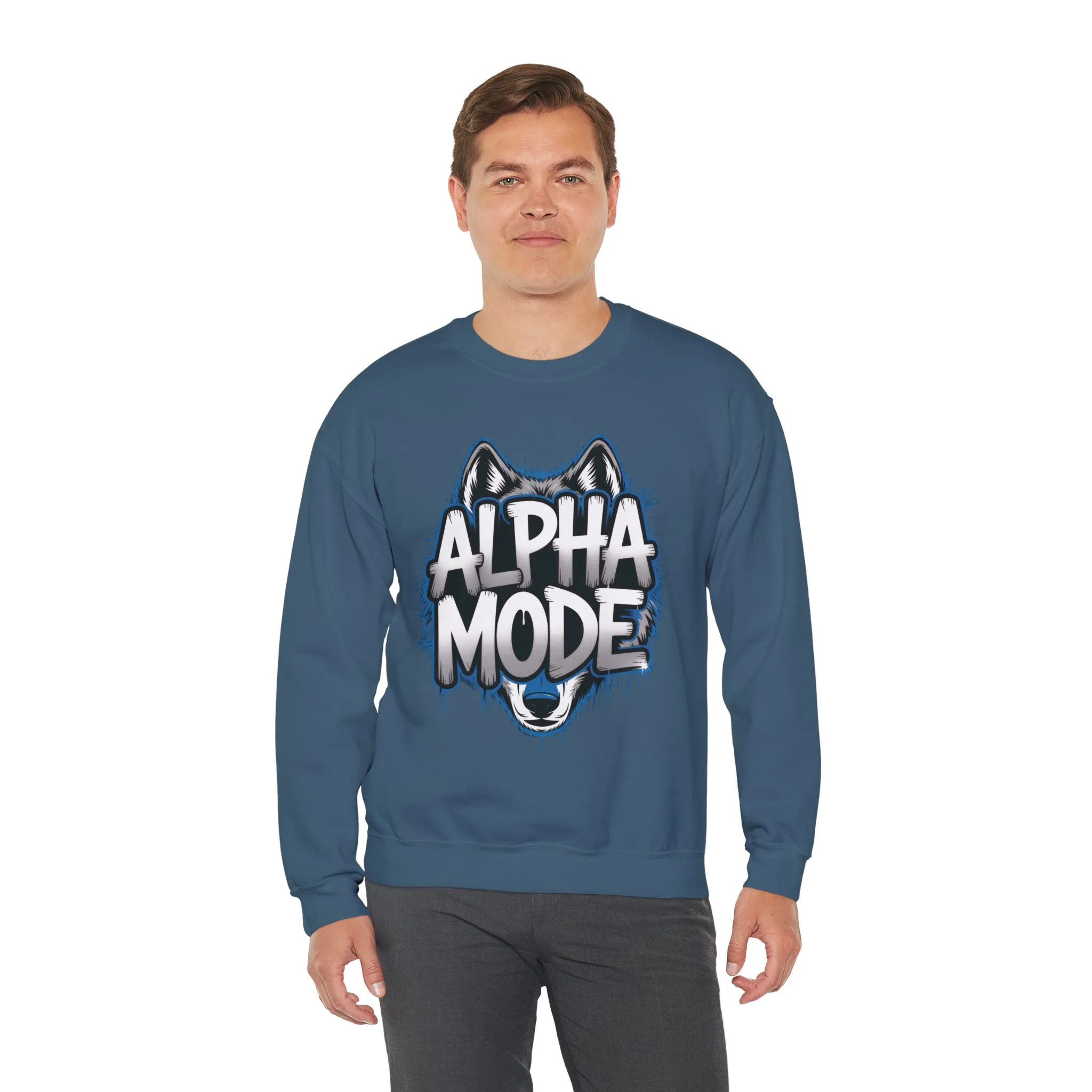 Mens Heavy Blend™ Crewneck Sweatshirt, Alpha Mode Mens Wolf Graphic Crewneck Sweatshirt - Image 18
