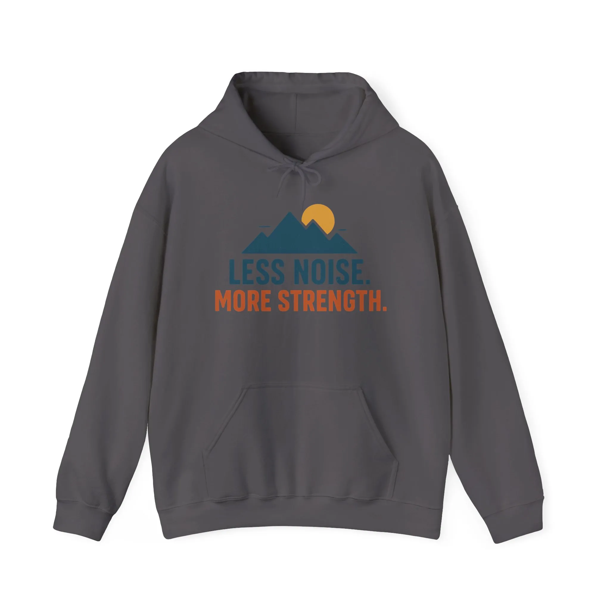 Men’s Less Noise More Strength Hoodie, Motivational Mountain Graphic Pullover, Mens Heavy Blend™ Hooded Sweatshirt - Image 33