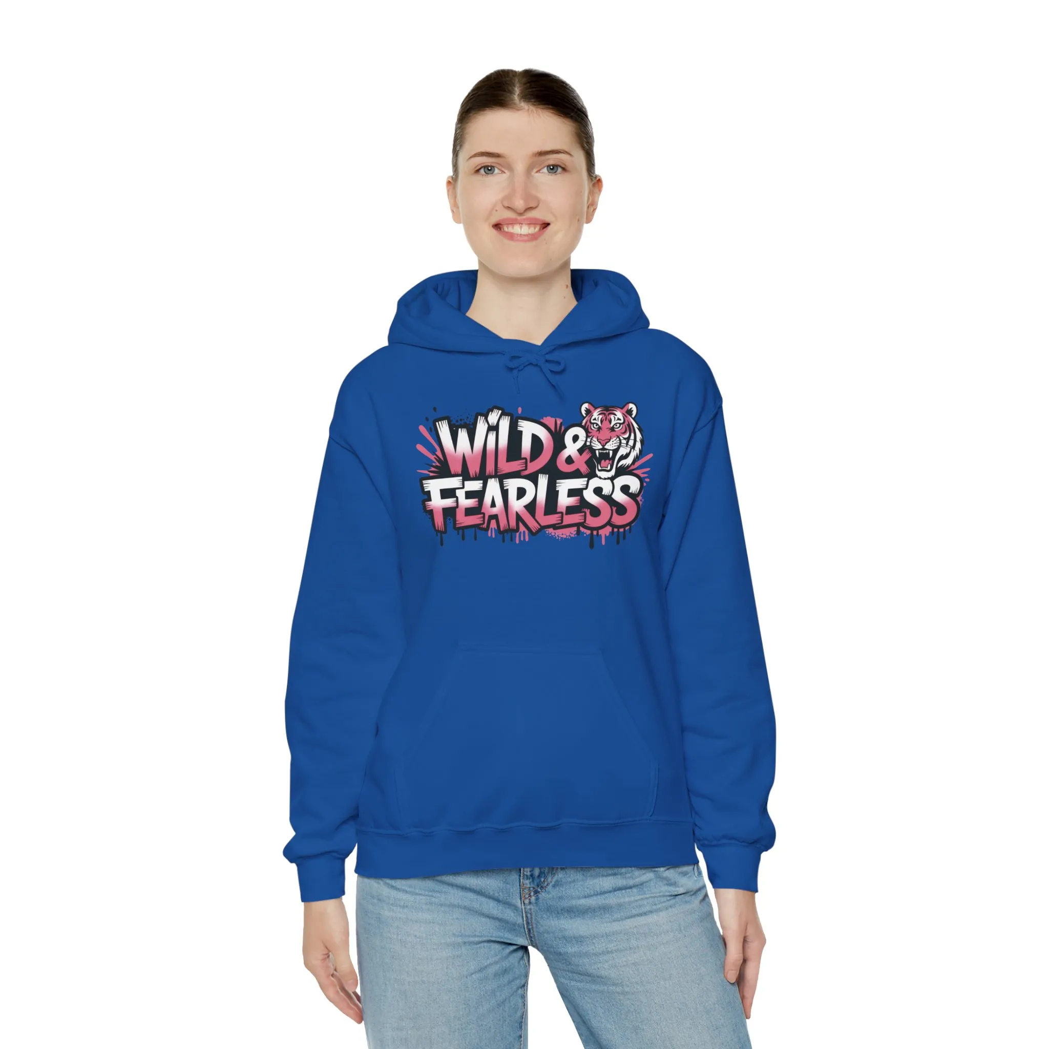 Women's Hoodie Wild & Fearless, Tiger Graffiti Graphic Pullover, Bold Urban Streetwear Hoodie - Image 24