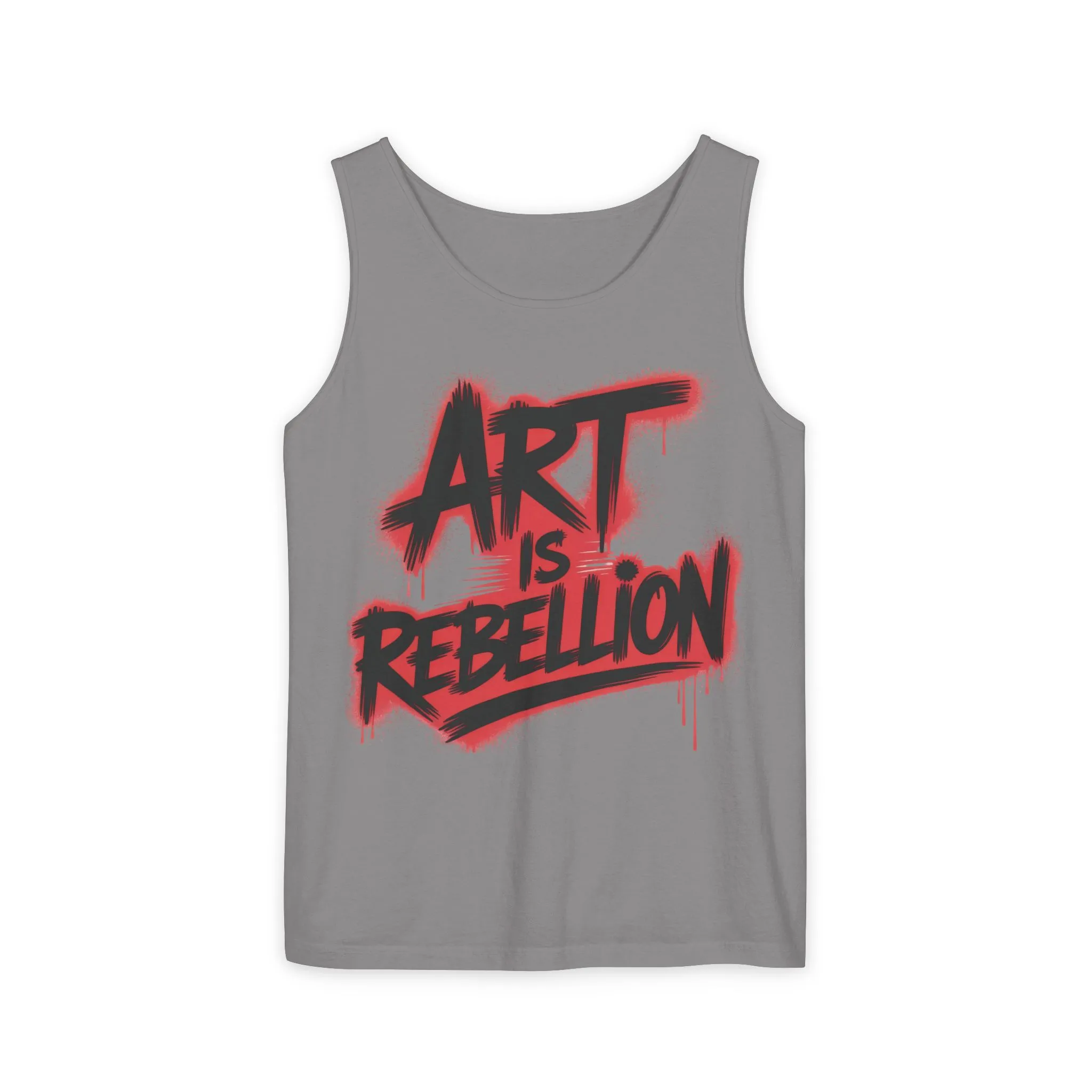 Men's Garment-Dyed Tank Top, Art Is Rebellion Men's Tank Top, Graffiti Street Art Muscle Shirt, Urban Rebellion Sleeveless Top - Image 4