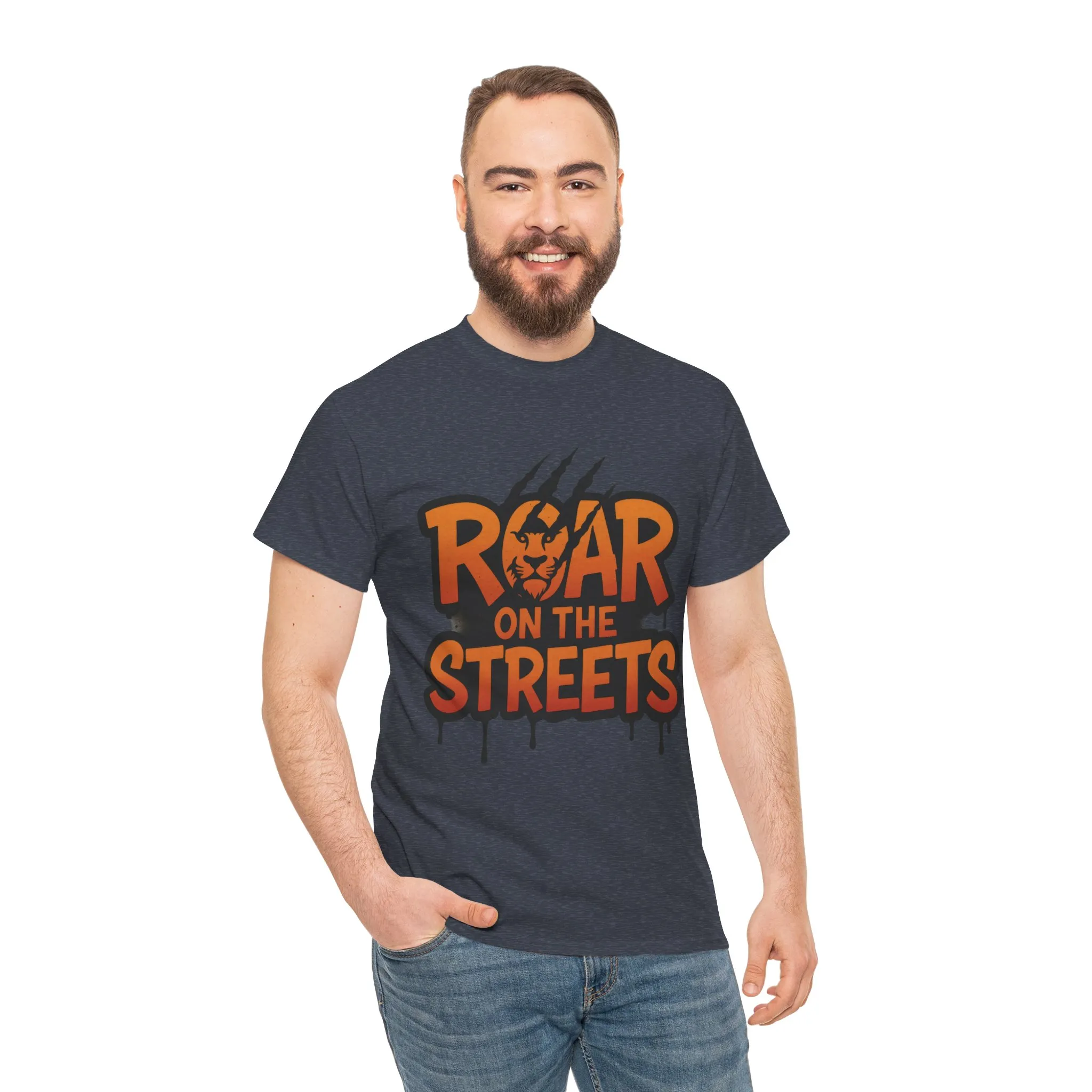 Roar on the Streets Lion Graphic Mens Urban T-Shirt, Lion Shirt