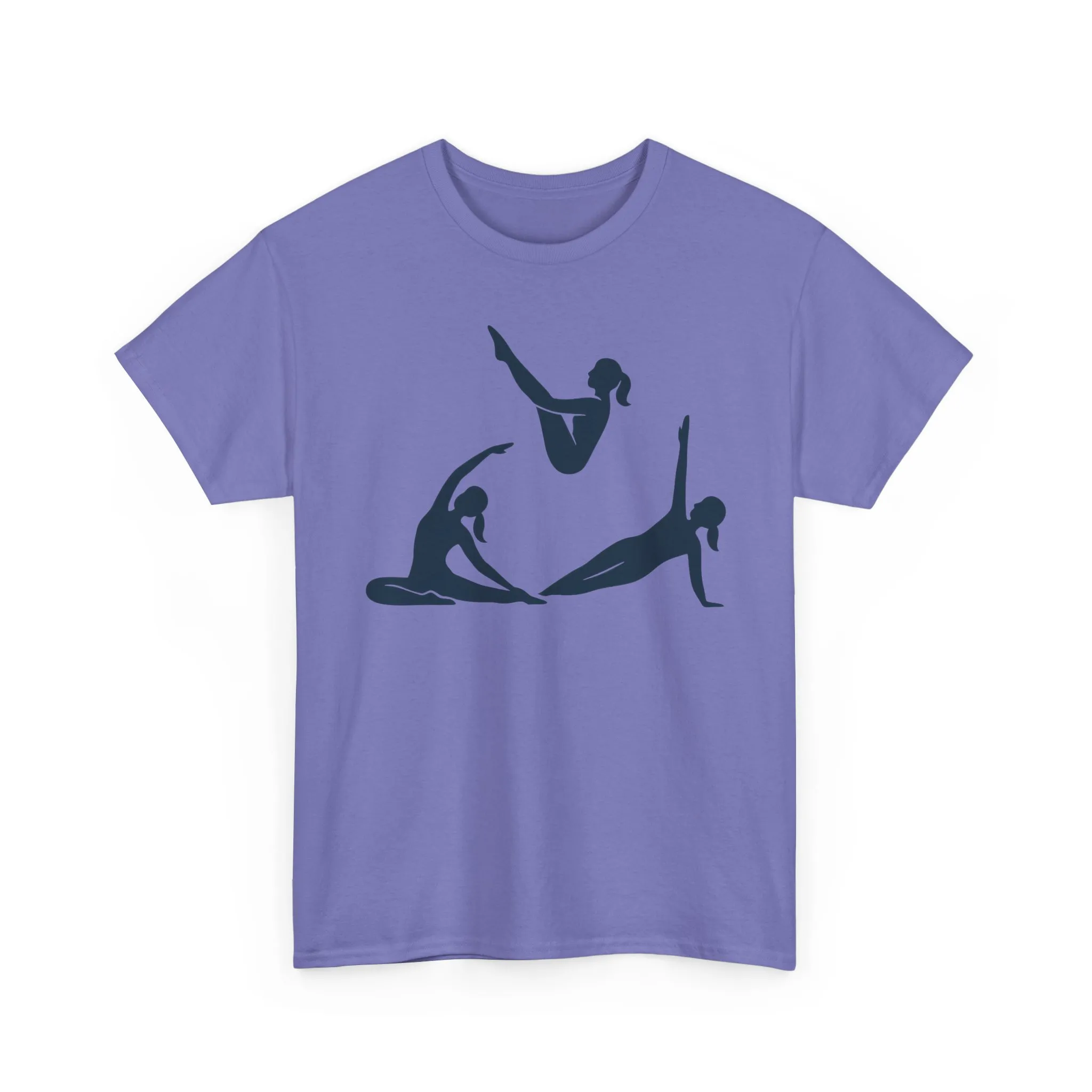 Womens Heavy Cotton Tee, Womens Pilates Graphic T-Shirt, Yoga Fitness Tee, Workout Top with Silhouette Print - Image 19