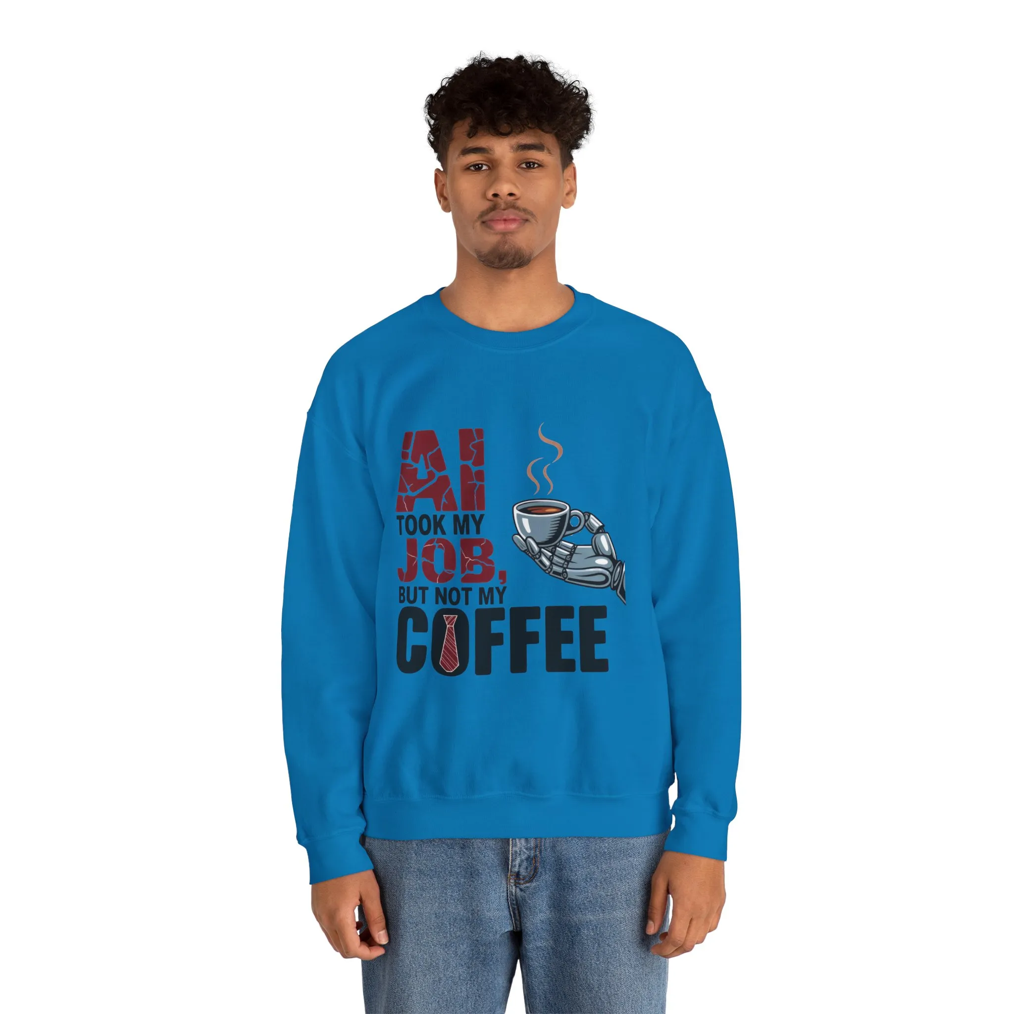 Men's AI Coffee Sweatshirt, Funny Robot Humor Pullover, Geek Sarcastic Job Joke Top, Men's Heavy Blend™ Crewneck Sweatshirt, Office Humor - Image 20