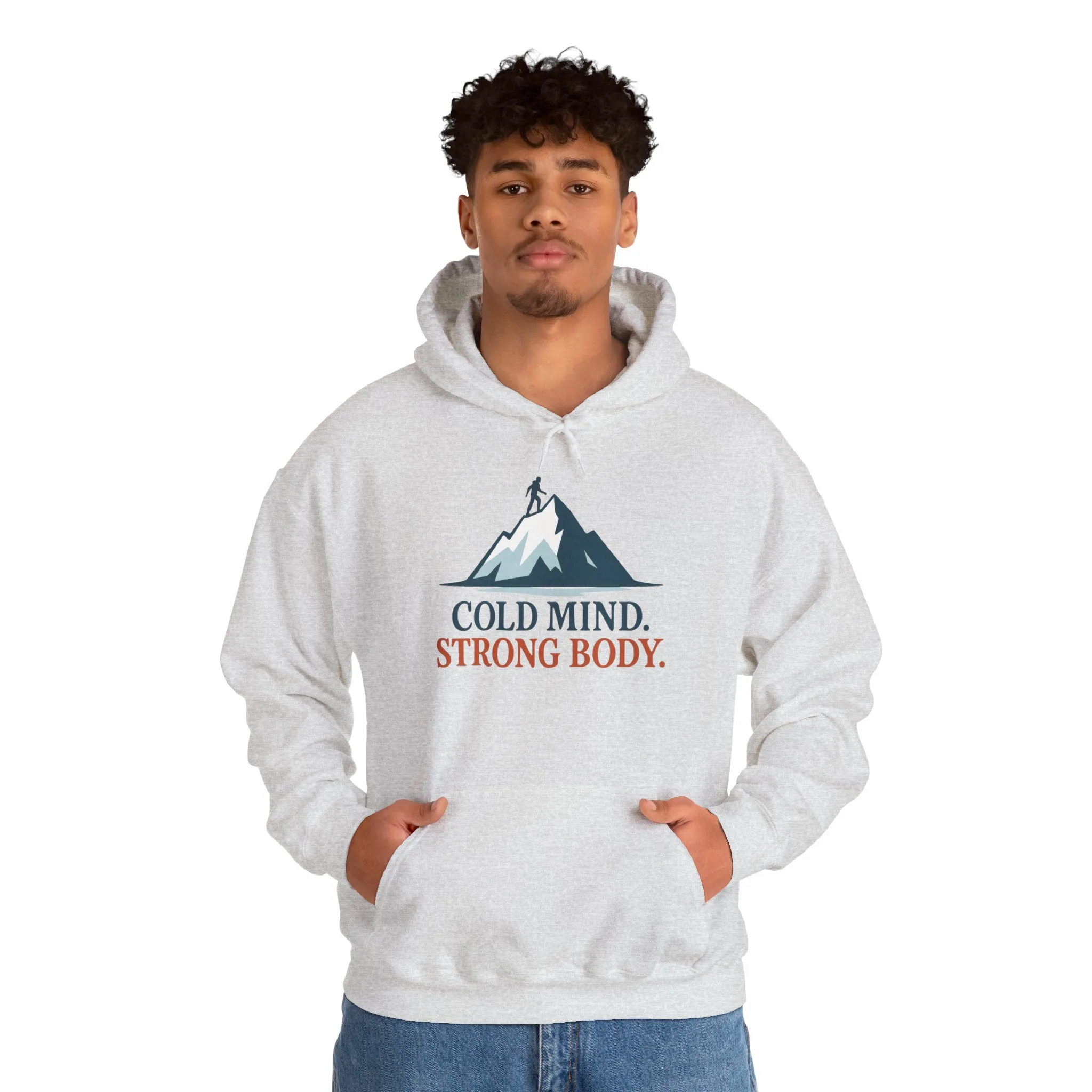 Mens Heavy Blend™ Hooded Sweatshirt, Cold Mind Strong Body Sweatshirt, Nordic Mountain Minimalist Pullover - Image 7