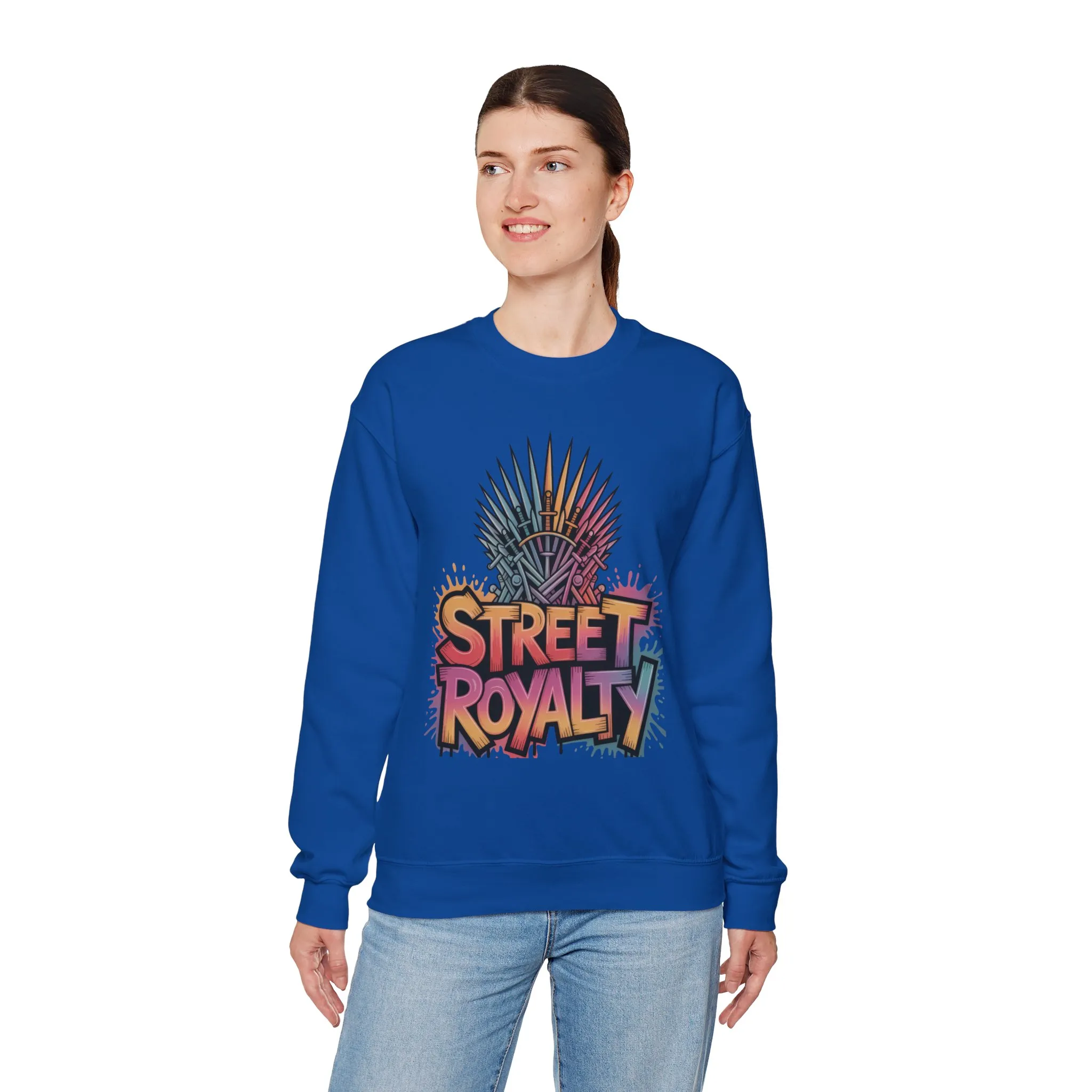 Street Royalty Women's Crewneck Sweatshirt, Graffiti Crown Graphic Pullover, Urban Streetwear Top - Image 20
