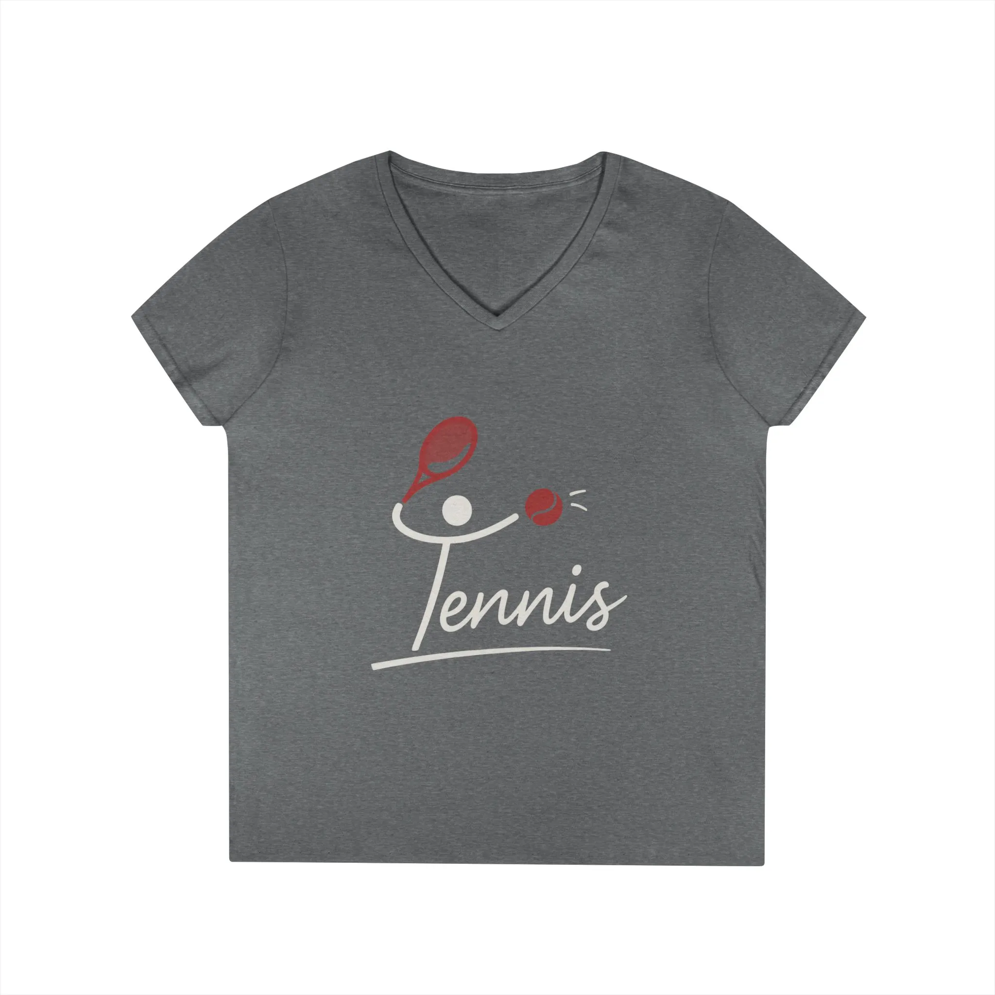 Ladies' V-Neck T-Shirt, Womens Tennis Graphic T-Shirt, Cute Sports Tee, Funny Workout Gym Top for Women - Image 10