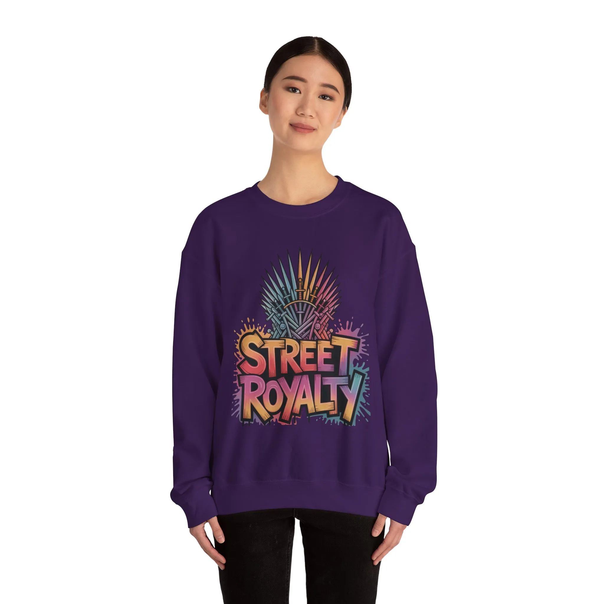 Street Royalty Women's Crewneck Sweatshirt, Graffiti Crown Graphic Pullover, Urban Streetwear Top - Image 22