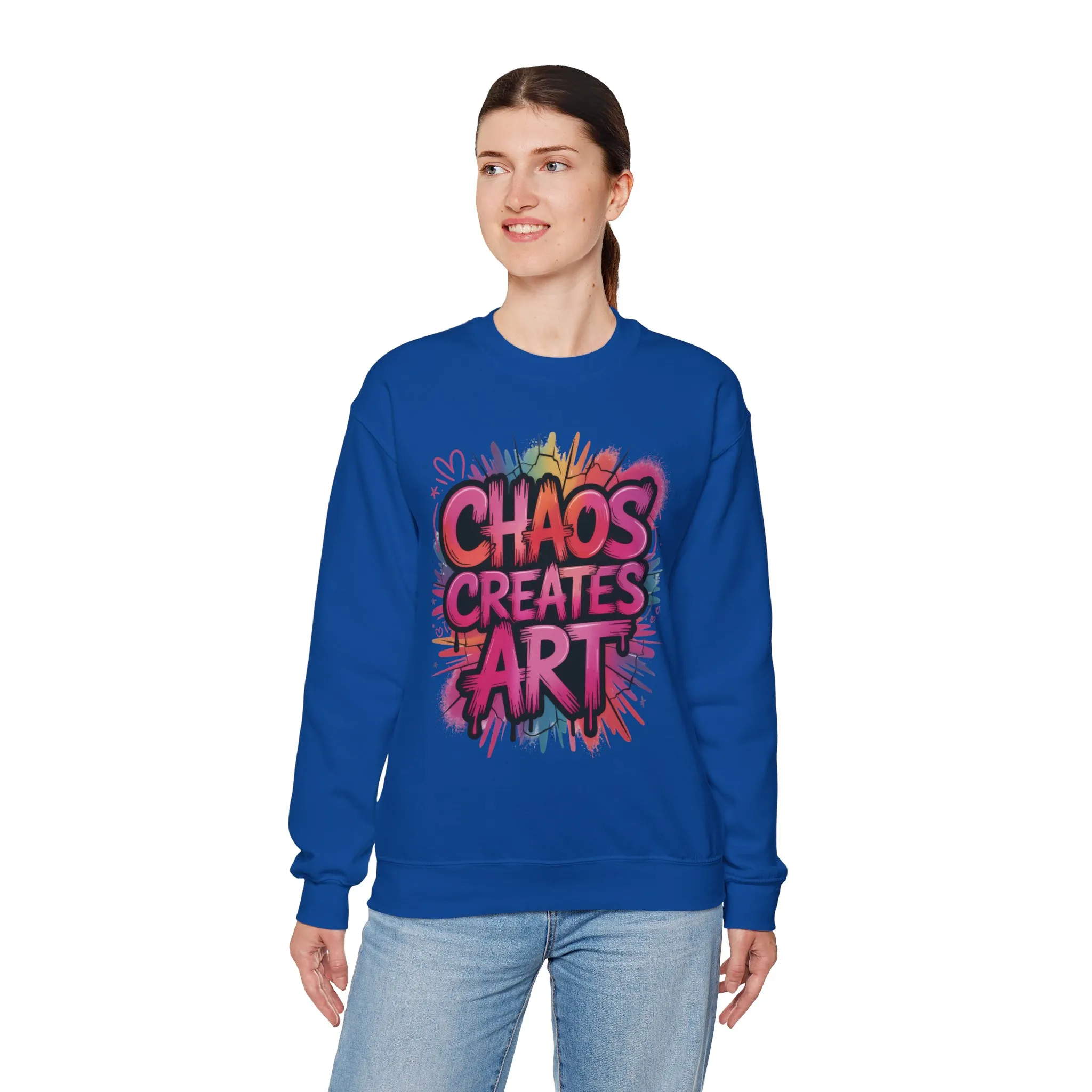 Women's Heavy Blend™ Crewneck Sweatshirt, Chaos Creates Art Graffiti Sweatshirt Women's Oversized - Image 18