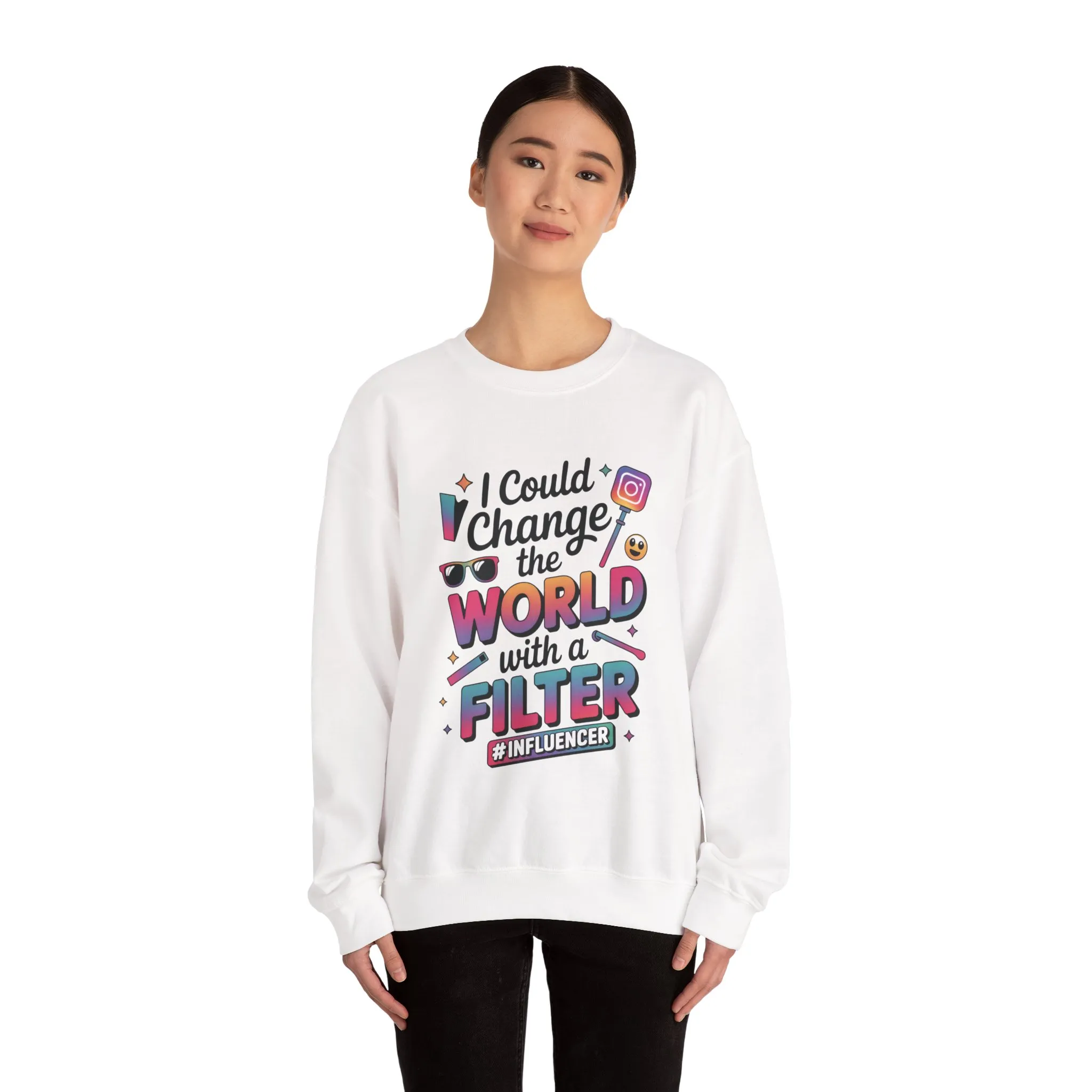 Womens Heavy Blend™ Crewneck Sweatshirt, Womens Influencer Sweatshirt, Funny Social Media Pullover, Cute Trendy Graphic Top - Image 5