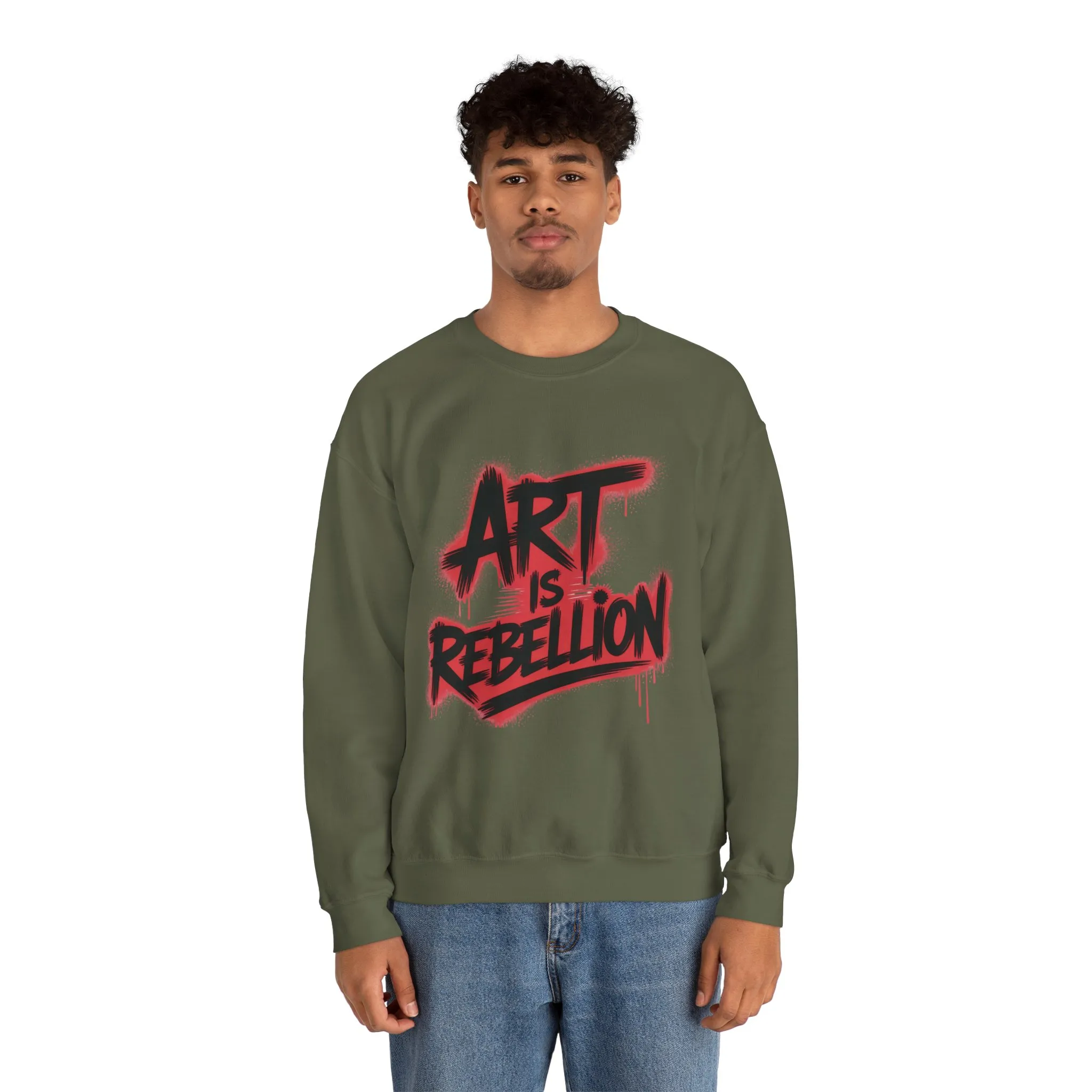 Men's Heavy Blend™ Crewneck Sweatshirt, Art Is Rebellion Men's Crewneck Sweatshirt, Graffiti Street Art Pullover, Urban Rebellion Streetwear - Image 11