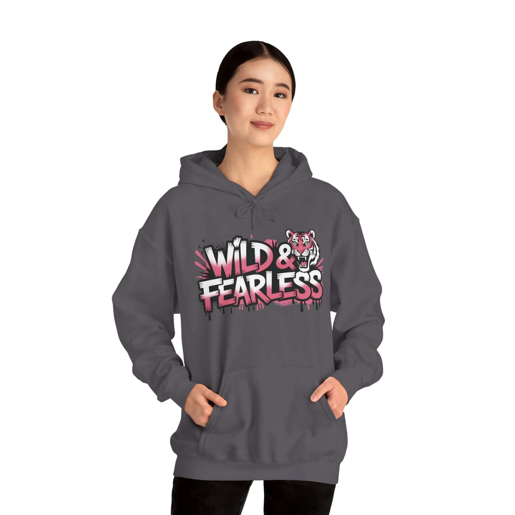 Women's Hoodie Wild & Fearless, Tiger Graffiti Graphic Pullover, Bold Urban Streetwear Hoodie - Image 19