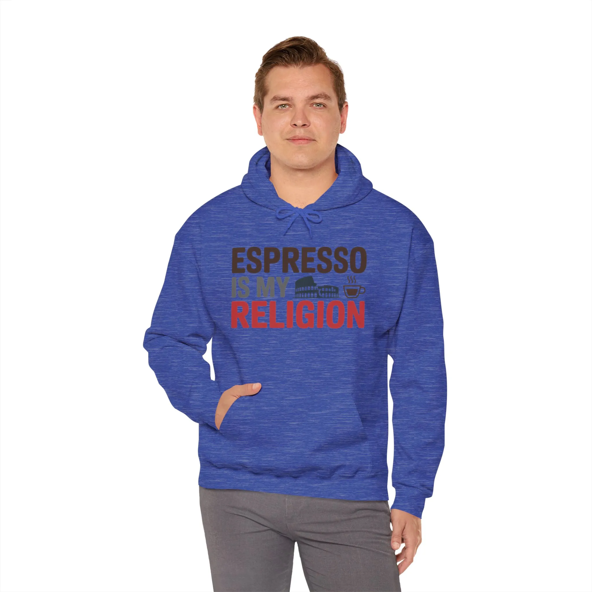 Mens Heavy Blend™ Hooded Sweatshirt, Espresso Is My Religion Coffee Rome Mens Hoodie - Image 16