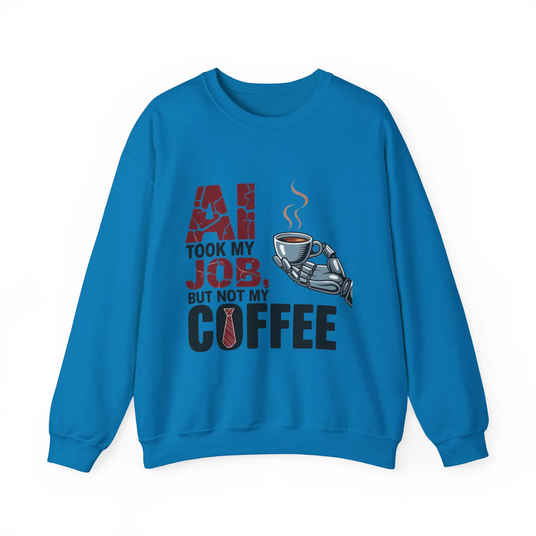Men's AI Coffee Sweatshirt, Funny Robot Humor Pullover, Geek Sarcastic Job Joke Top, Men's Heavy Blend™ Crewneck Sweatshirt, Office Humor - Image 19