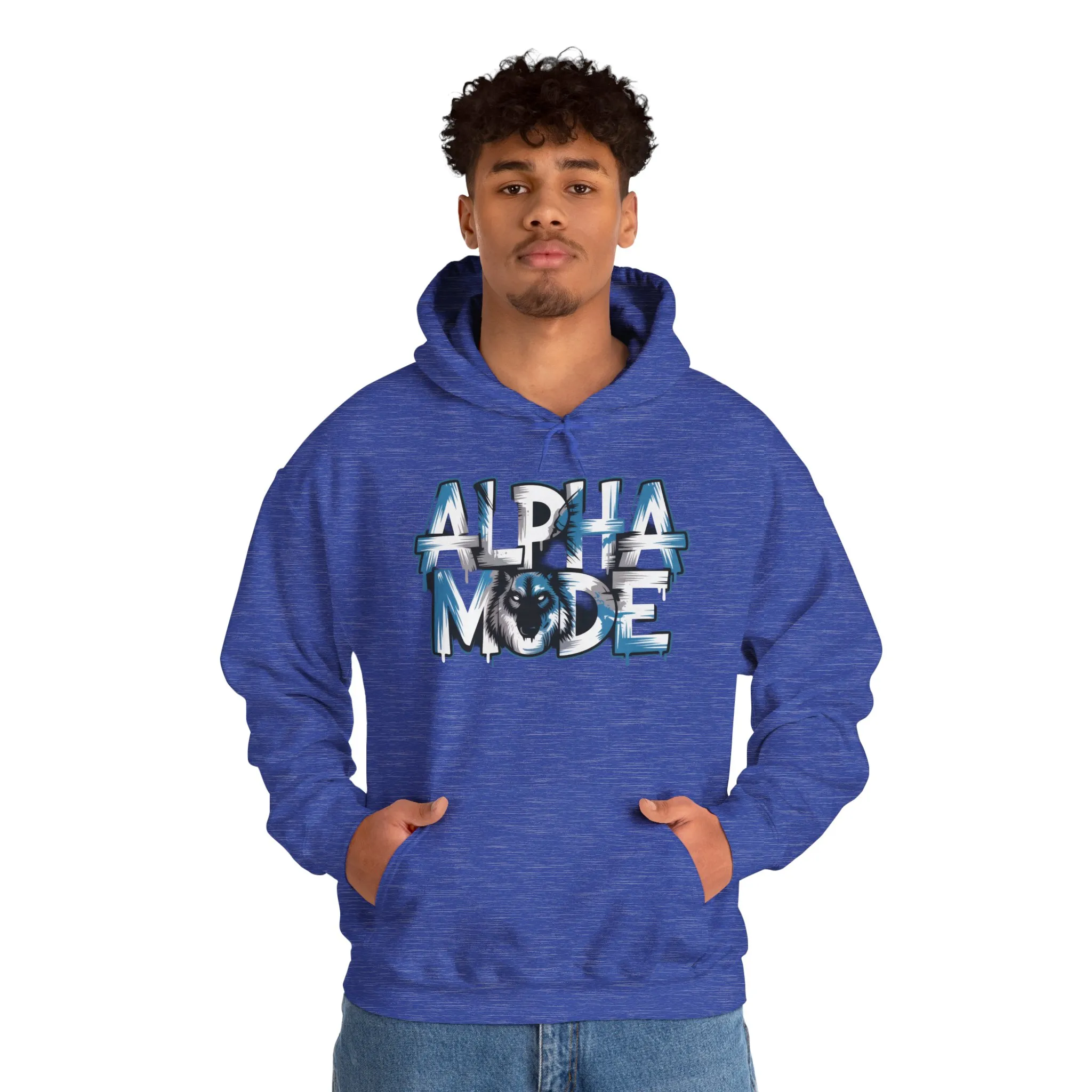Mens Heavy Blend™ Hooded Sweatshirt, Alpha Mode Wolf Hoodie Mens Bold Streetwear - Image 39