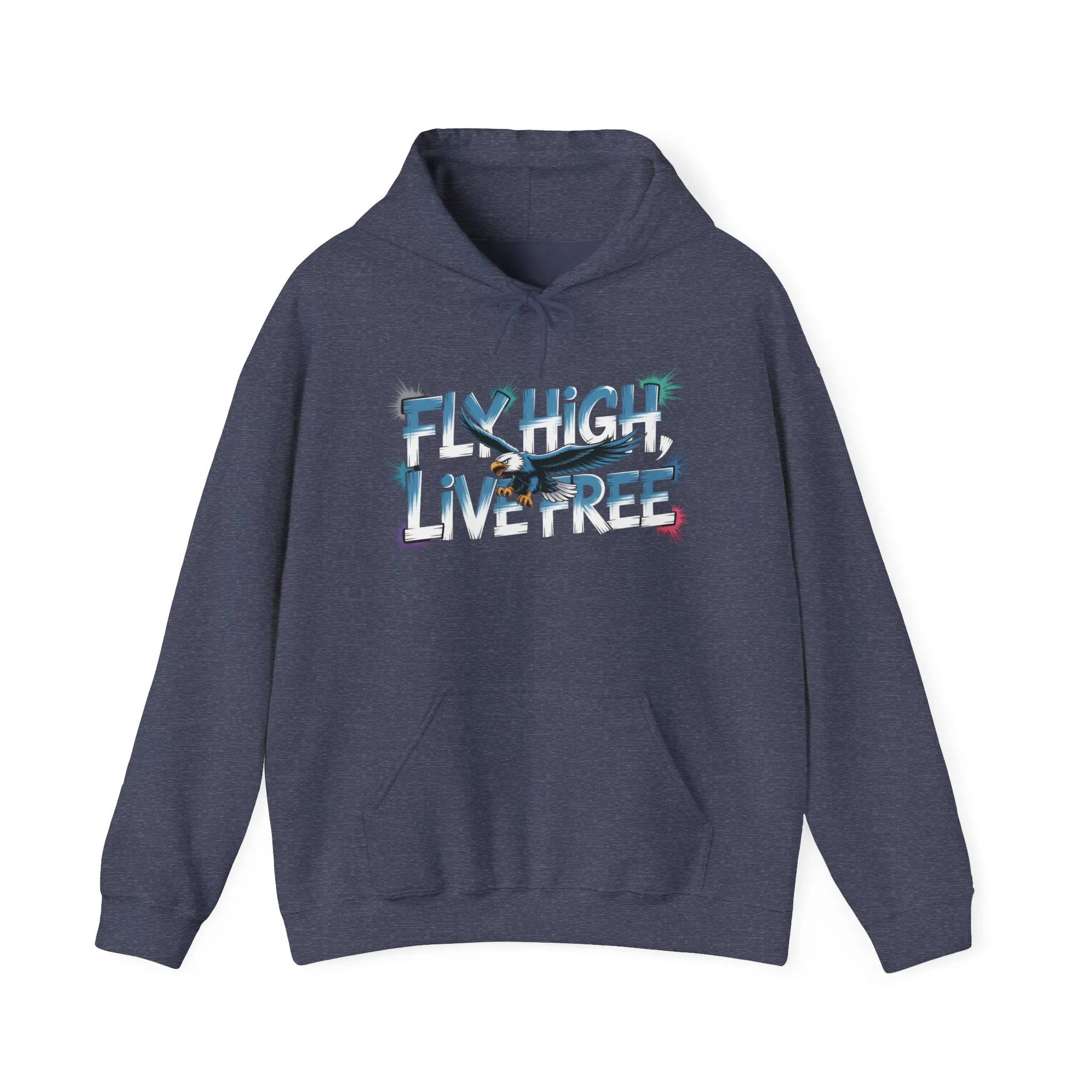Mens Heavy Blend™ Hooded Sweatshirt, Fly High Live Free Eagle Mens Hoodie Streetwear - Image 13