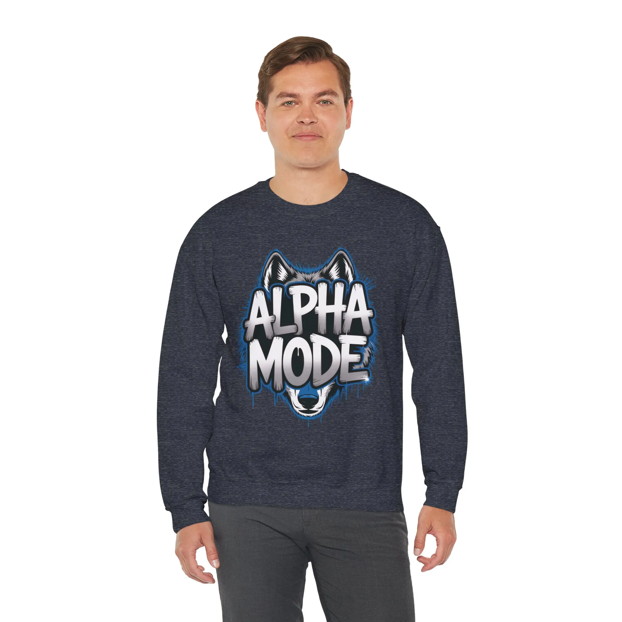 Mens Heavy Blend™ Crewneck Sweatshirt, Alpha Mode Mens Wolf Graphic Crewneck Sweatshirt - Image 30