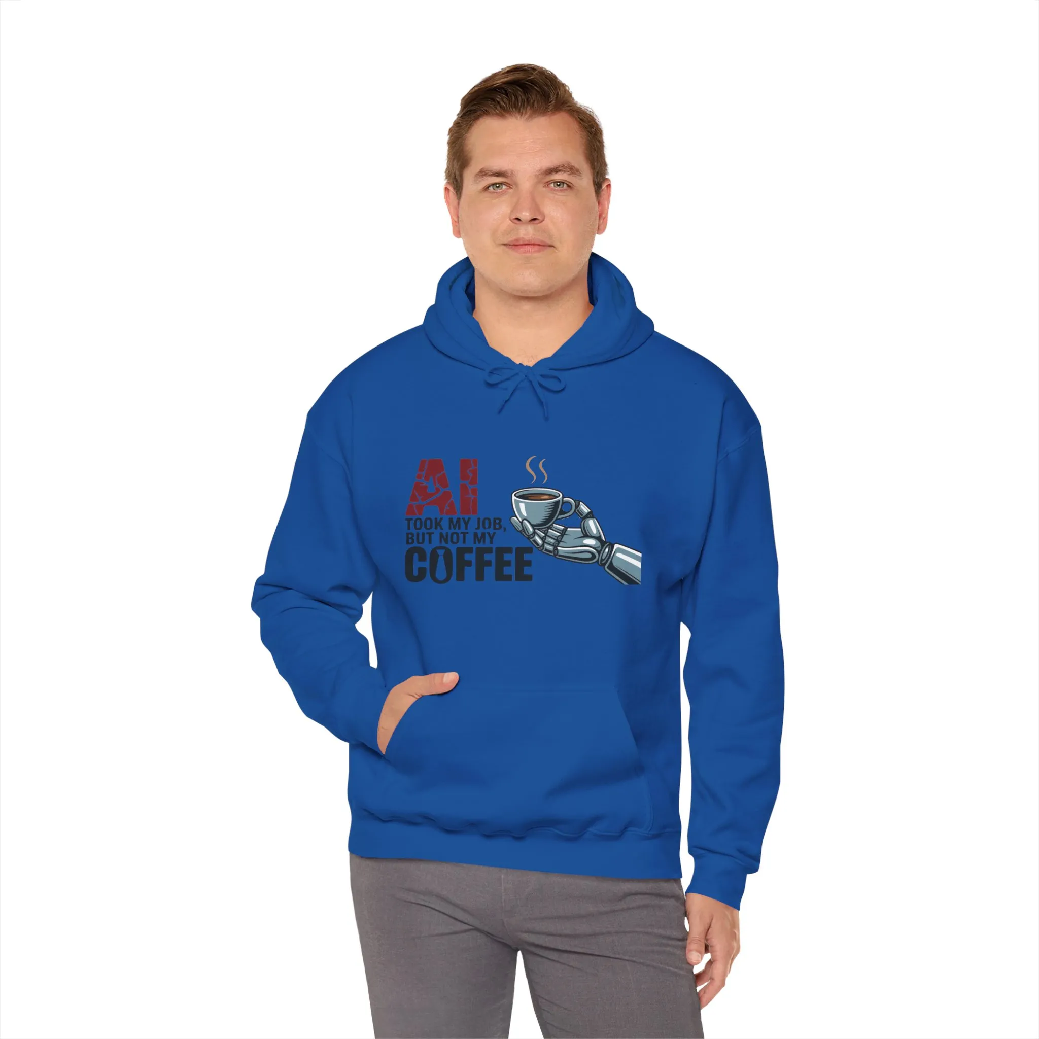 AI Coffee Hoodie, Funny Robot Humor Pullover, Geek Job Joke Sweatshirt Gift, Men's Heavy Blend™ Hooded Sweatshirt, Sarcastic Work Shirt - Image 32