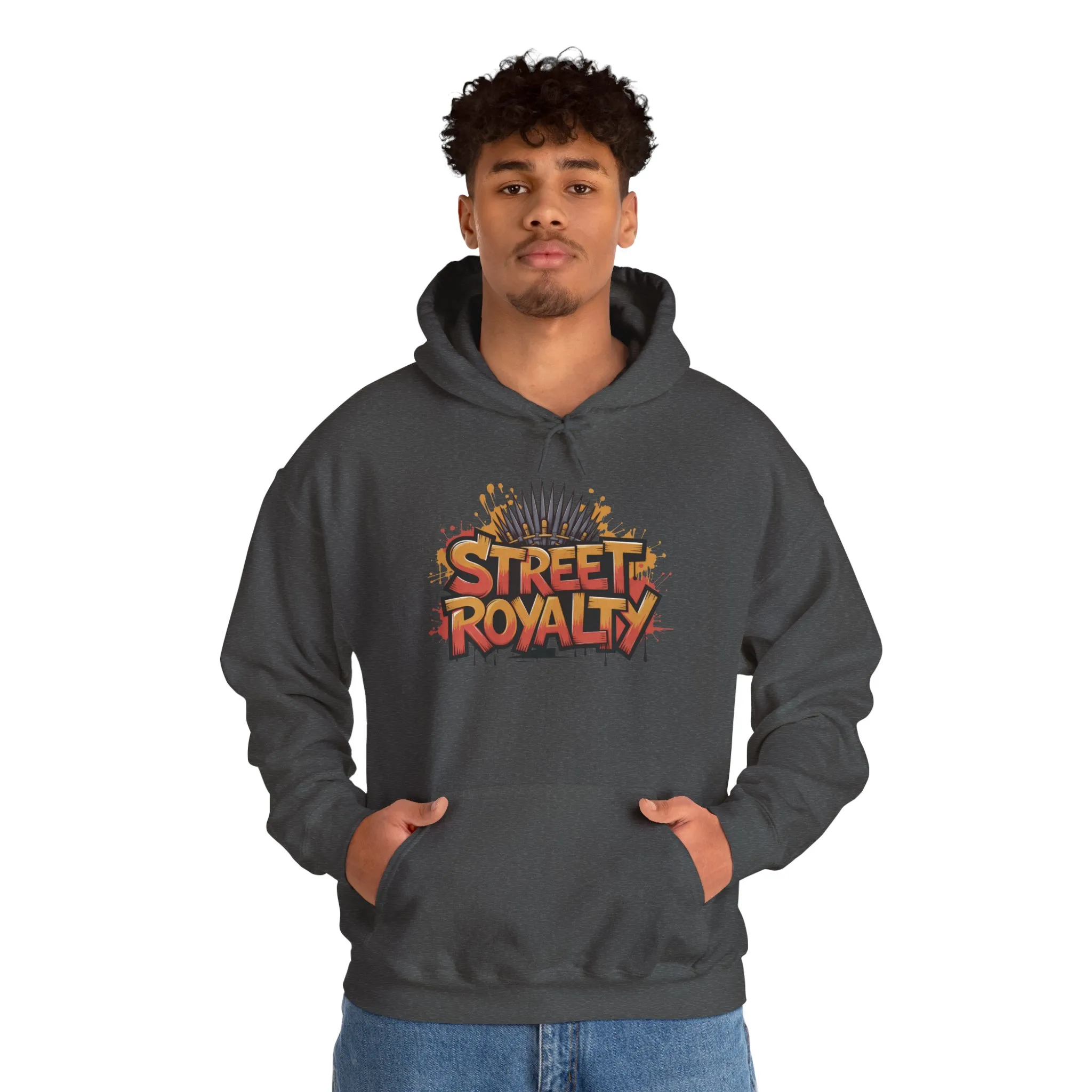 Street Royalty Men's Hoodie, Graffiti Crown Graphic Sweatshirt, Urban Streetwear Pullover with Throne Design - Image 13