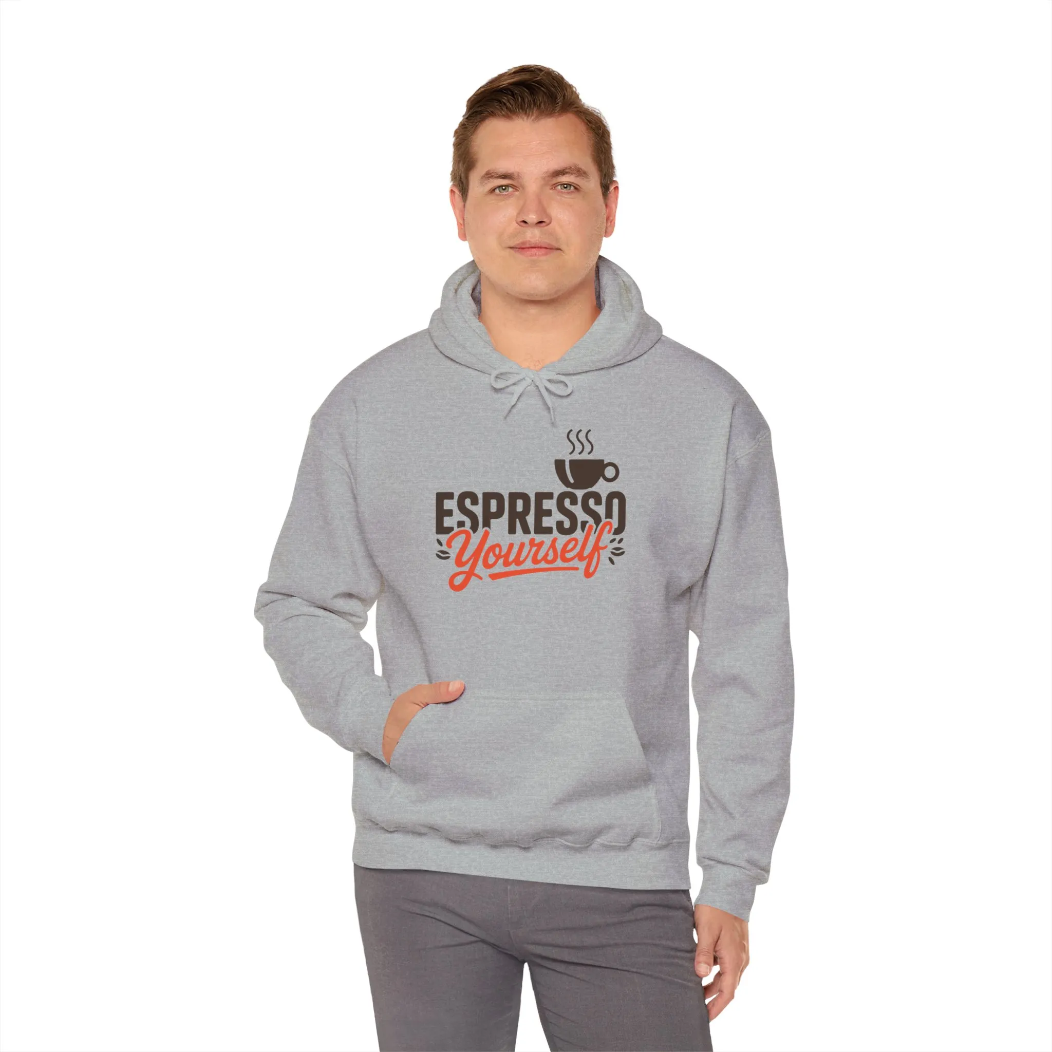 Mens Heavy Blend™ Hooded Sweatshirt, Espresso Yourself Mens Hoodie, Coffee Lover Funny Graphic Pullover - Image 12