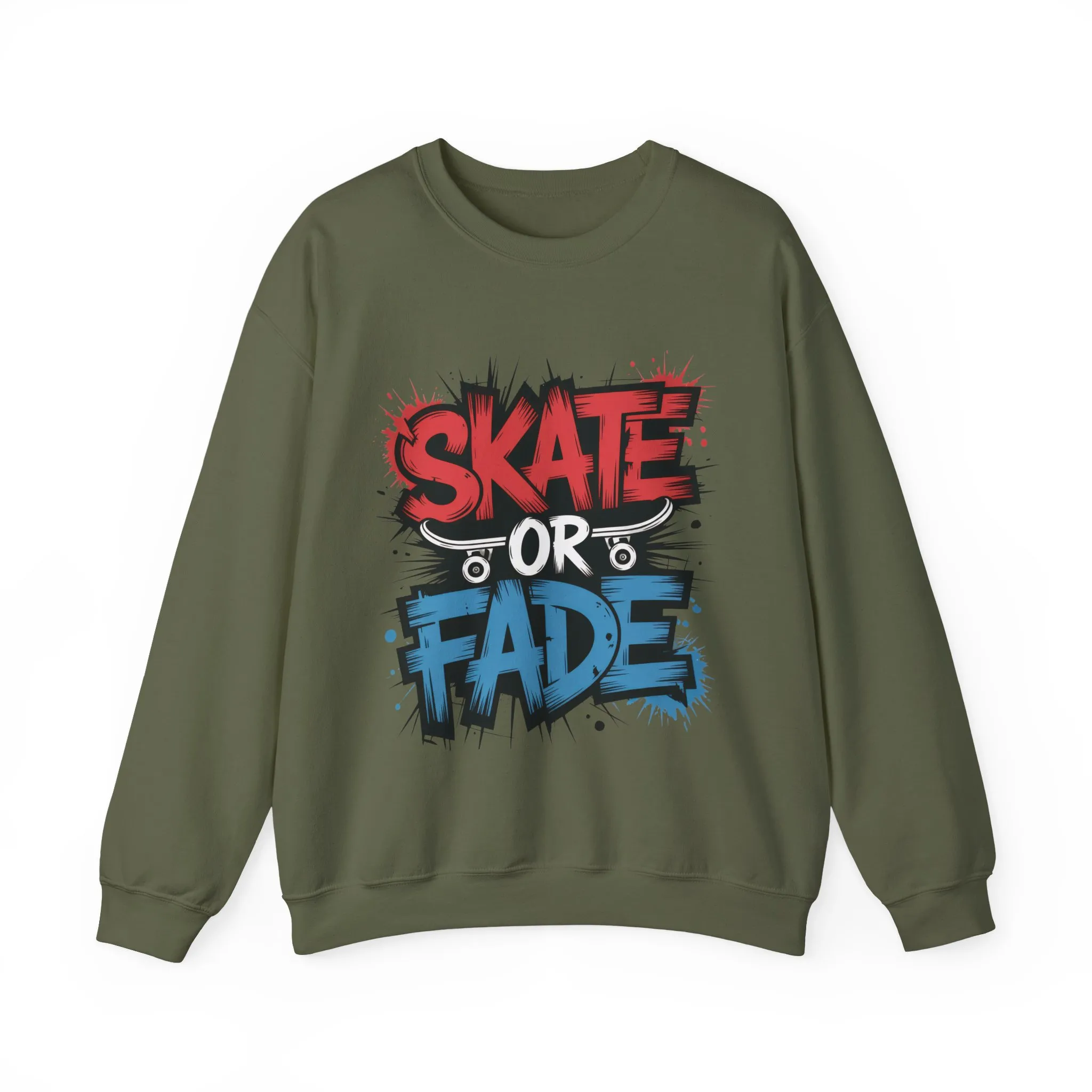 Skate Or Fade Men's Crewneck Sweatshirt, Graffiti Skateboarding Pullover, Urban Streetwear Top, Men's Heavy Blend™ Crewneck Sweatshirt - Image 10