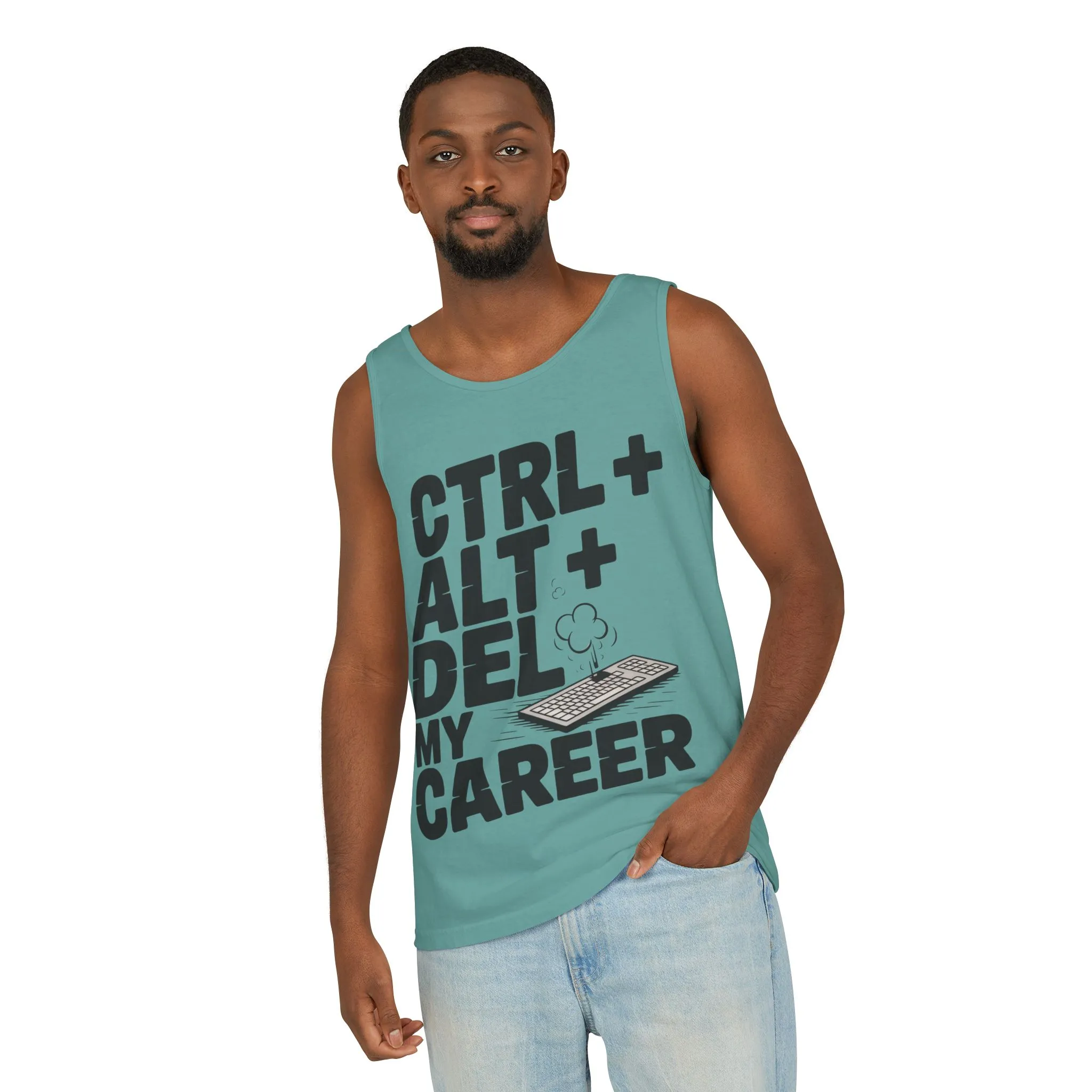 Ctrl Alt Del My Career Men's Tank Top, Funny Geek Sarcastic Office Humor Summer Shirt - Image 12